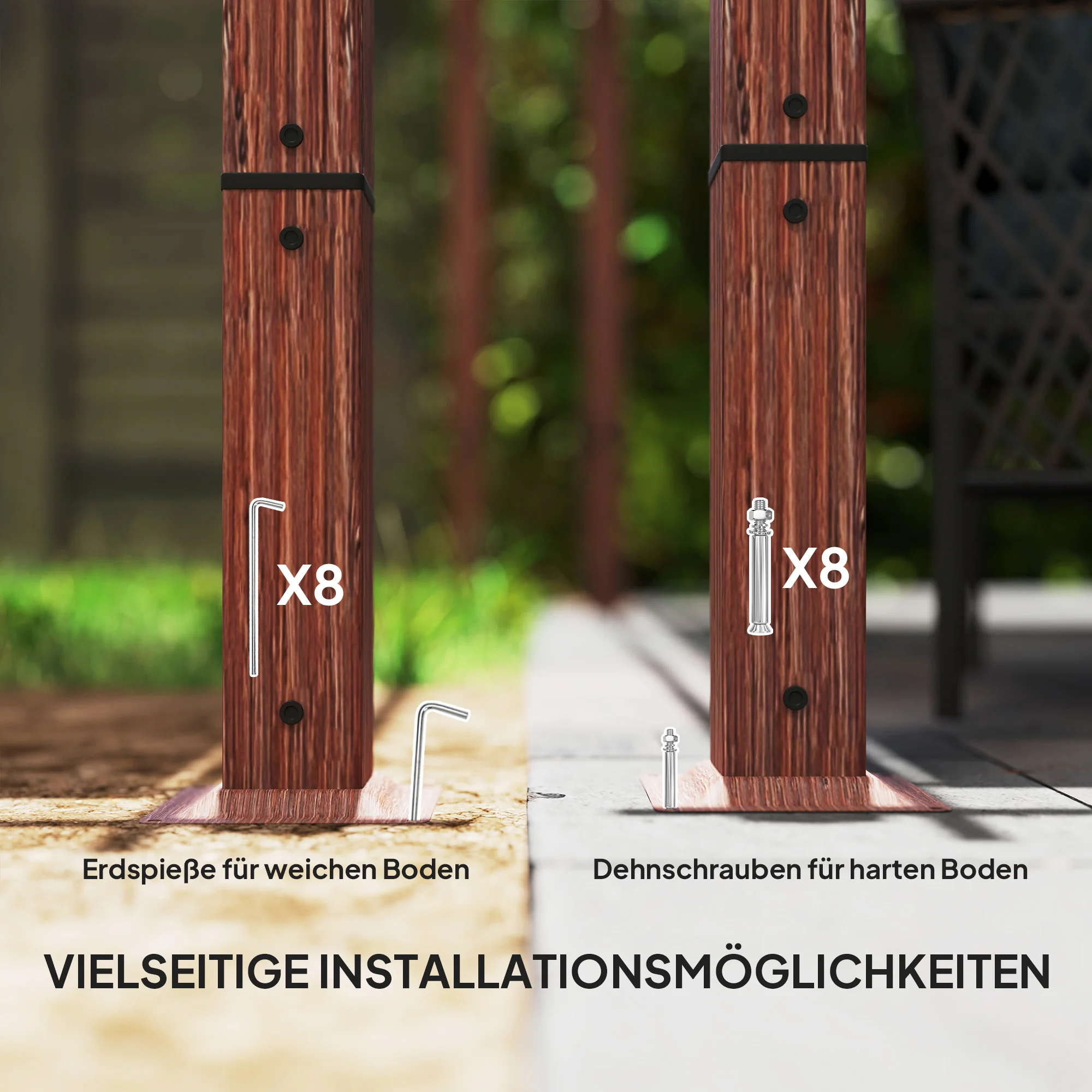 Outsunny 3 x 3 m Tuin-Pergola, Verstelbaar Terrasdak, Aluminium Frame, UPF30+ Zonbescherming, Natuurlijk Hout