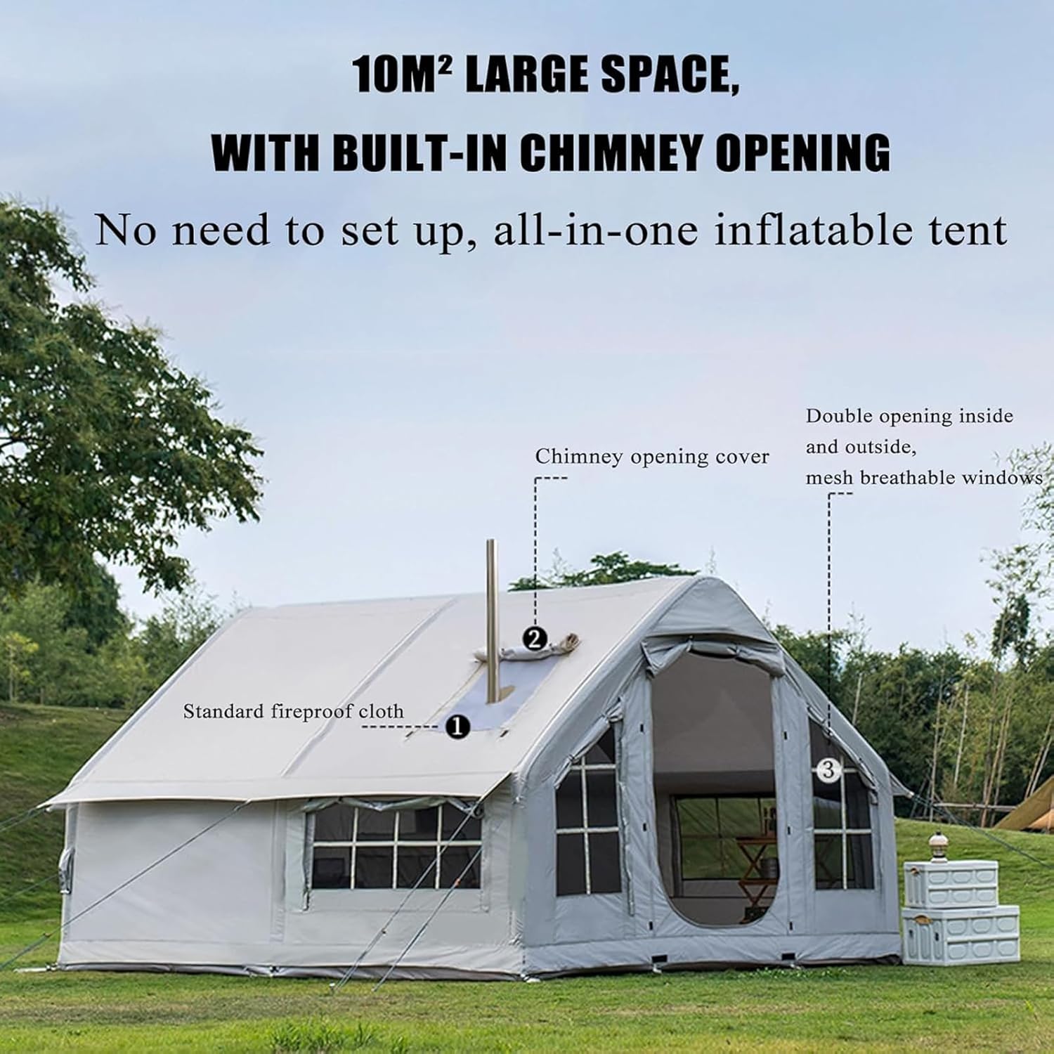 Inflatable Camping Tent with Chimney Opening