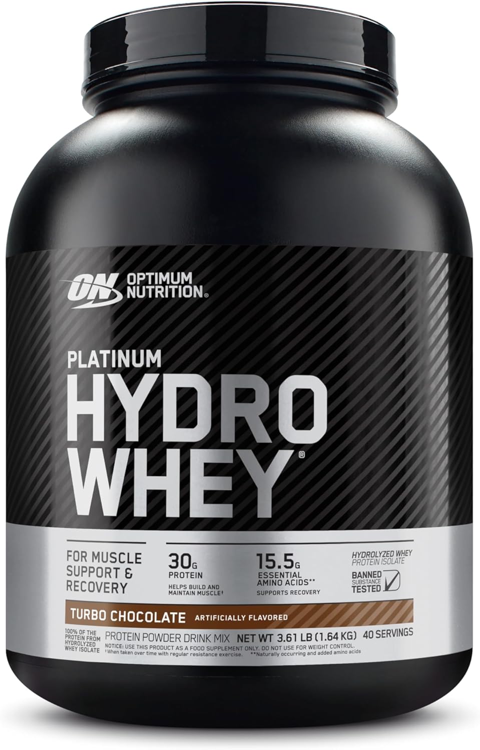 Optimal Nutrition Platinum Hydro Whey, hydrolyserat vassleproteinisolatpulver med essentiella aminosyror, glutamin och BCAA, mjölkchokladsmak, 40 portioner, 1,6 kg