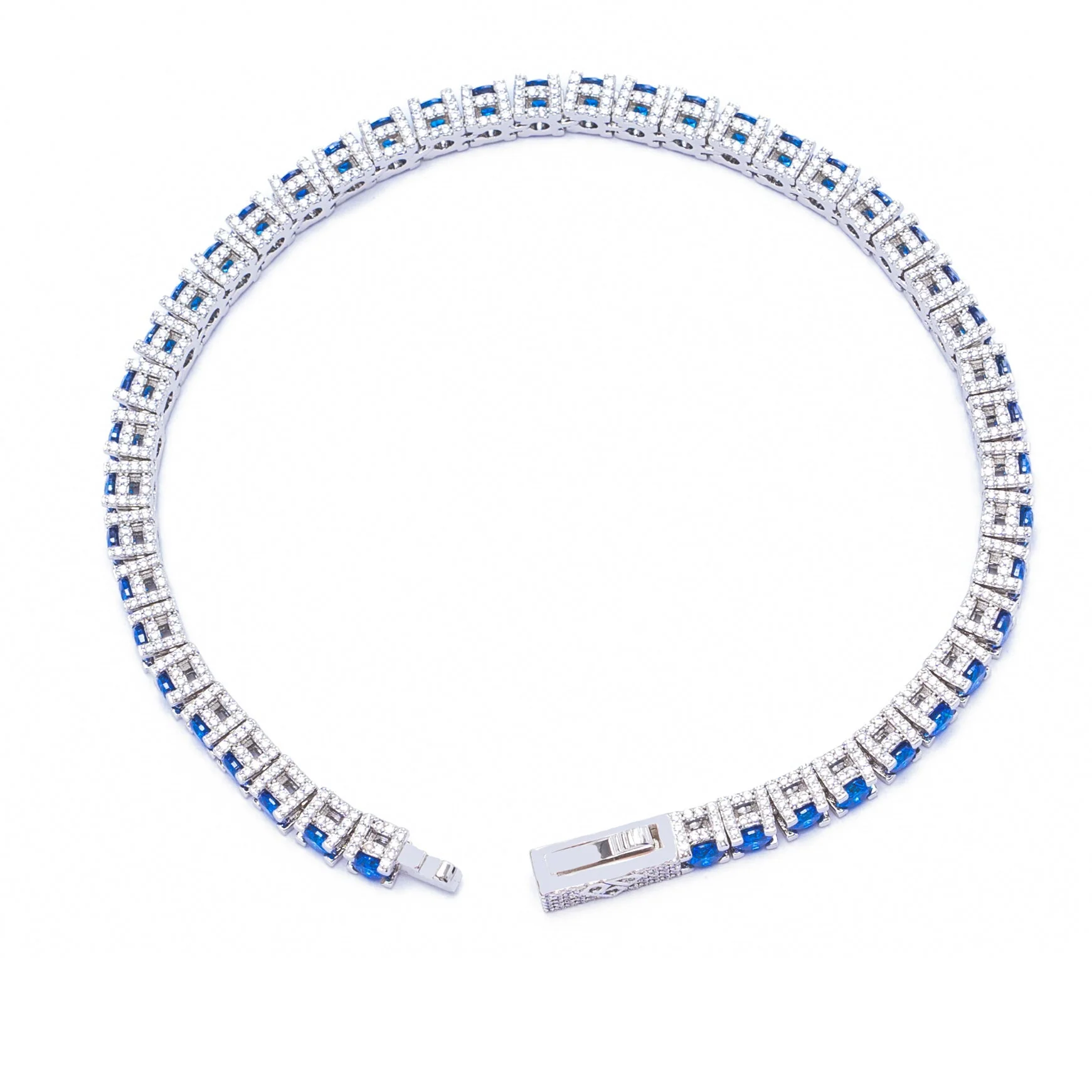 Big Daddy 4MM Silver Blue Tennis Iced Out Bracelet
