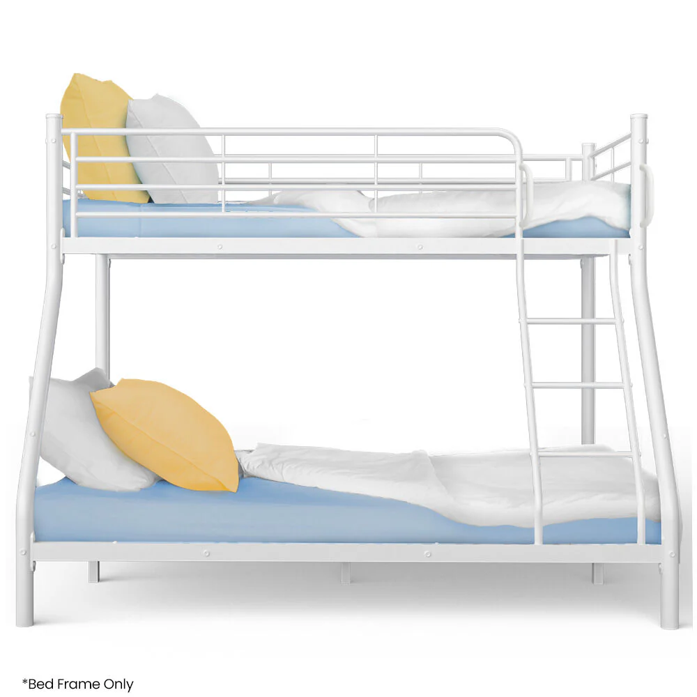 KINGSTON SLUMBER Single over Double Metal Bunk Bed Frame, Matte White