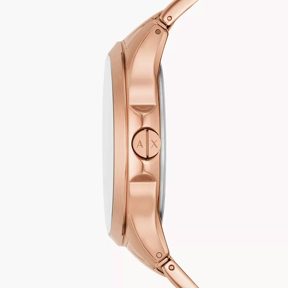 Armani Exchange Hampton Date Black Dial Rose Gold Watch - AX2449