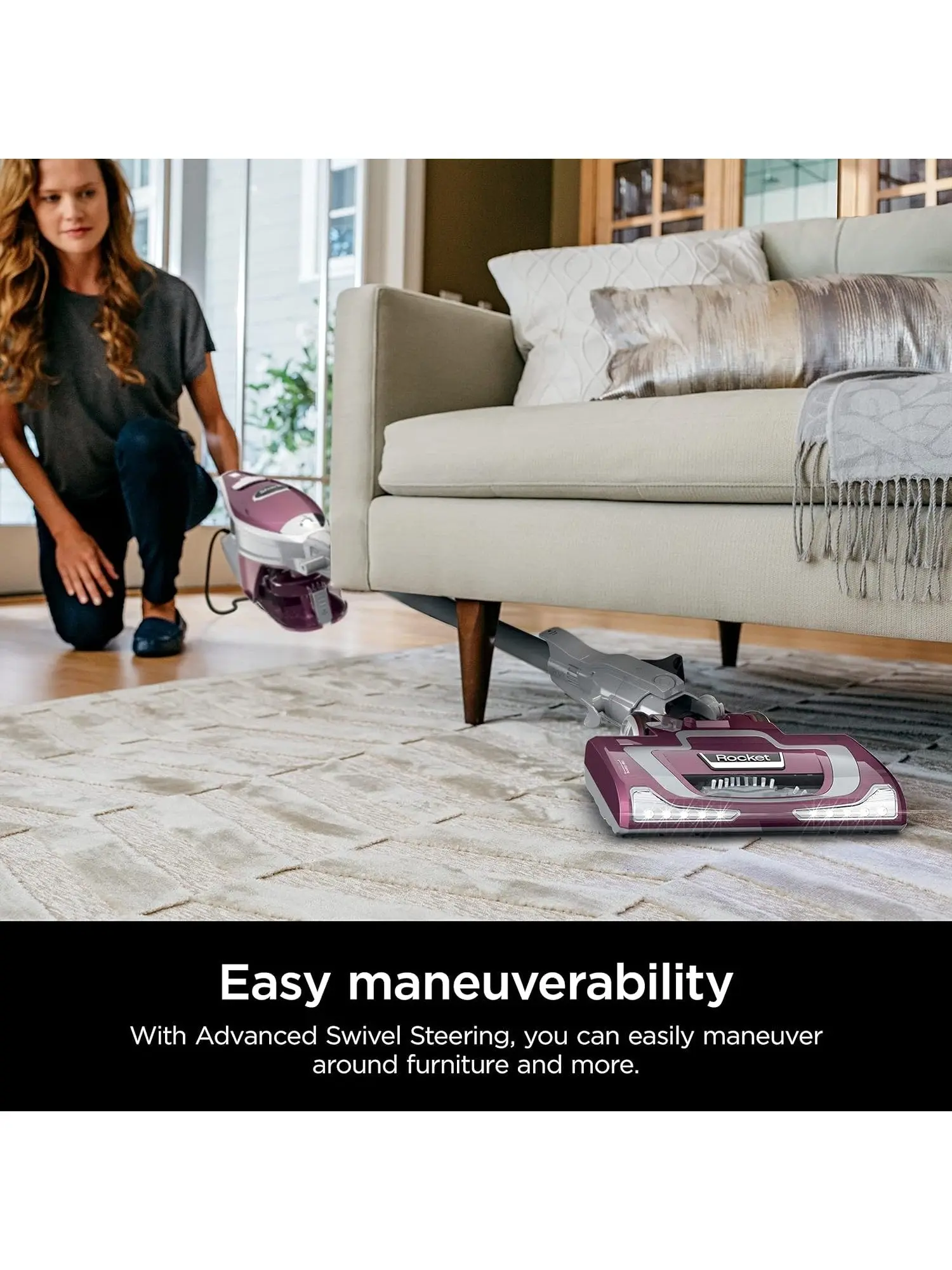 Shark Rocket Deluxe Pro Corded Stick Vacuum, Lightweight, XL Dust Cup, LED Headlights, Pet Hair Tools, Bordeaux/Silver