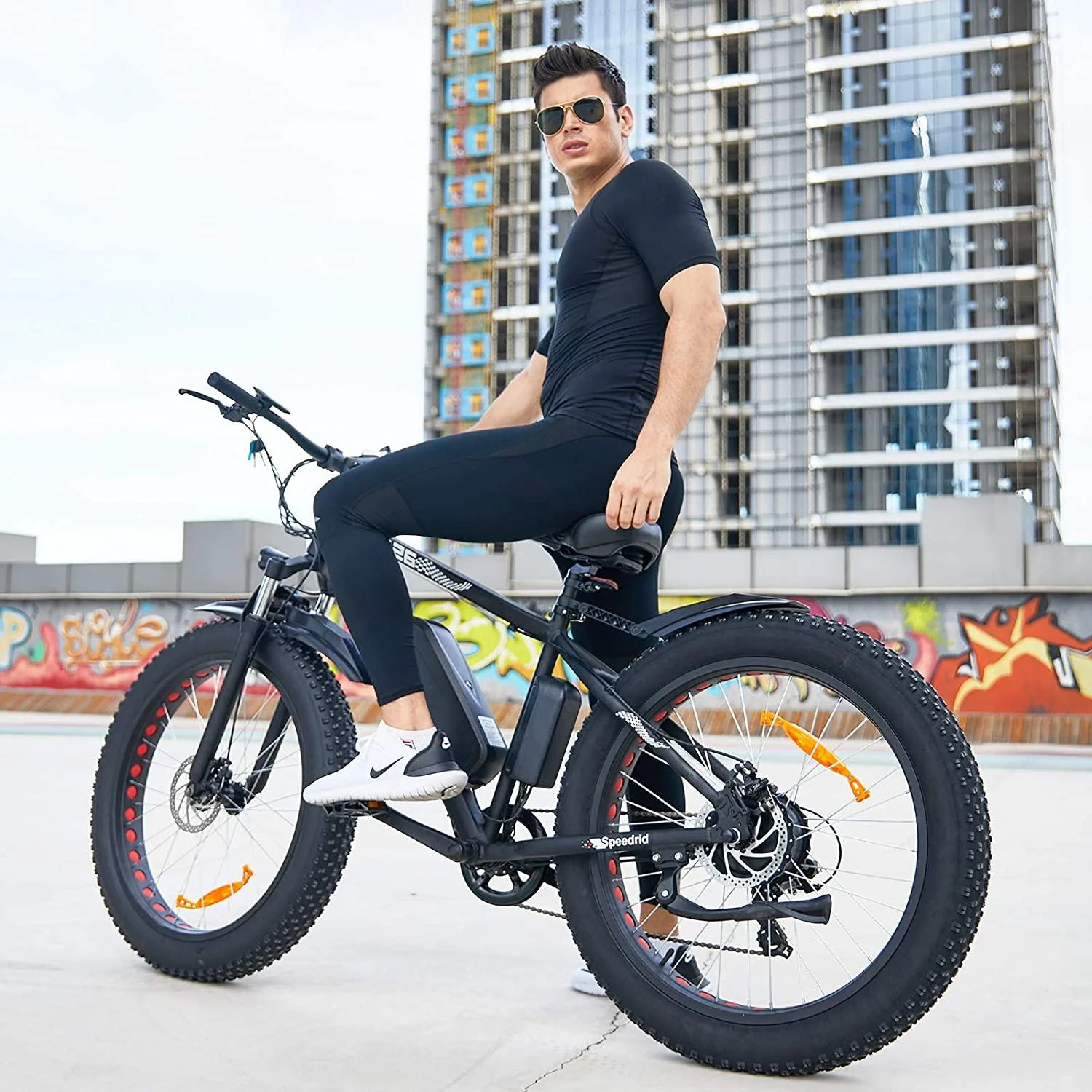 Speedrid Electric Bike 48V 500W Fat Tire Electric Bike Snow Bike 26′′ 4.0, 48V 10Ah Removable Battery and Professional 7 Speed