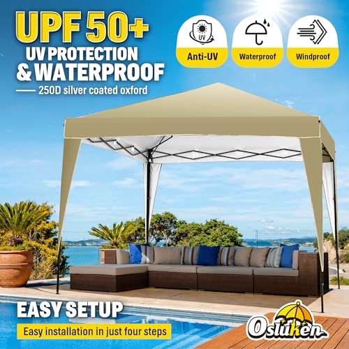 Osluken Tenda a baldacchino 10 x 10 pop up, tenda a baldacchino portatile istantanea, tenda esterna a baldacchino regolabile in altezza con gamba dritta, gazebo da esterno con 4 sacchi di sabbia, 8 : Amazon.it: Giardino e giardinaggio
