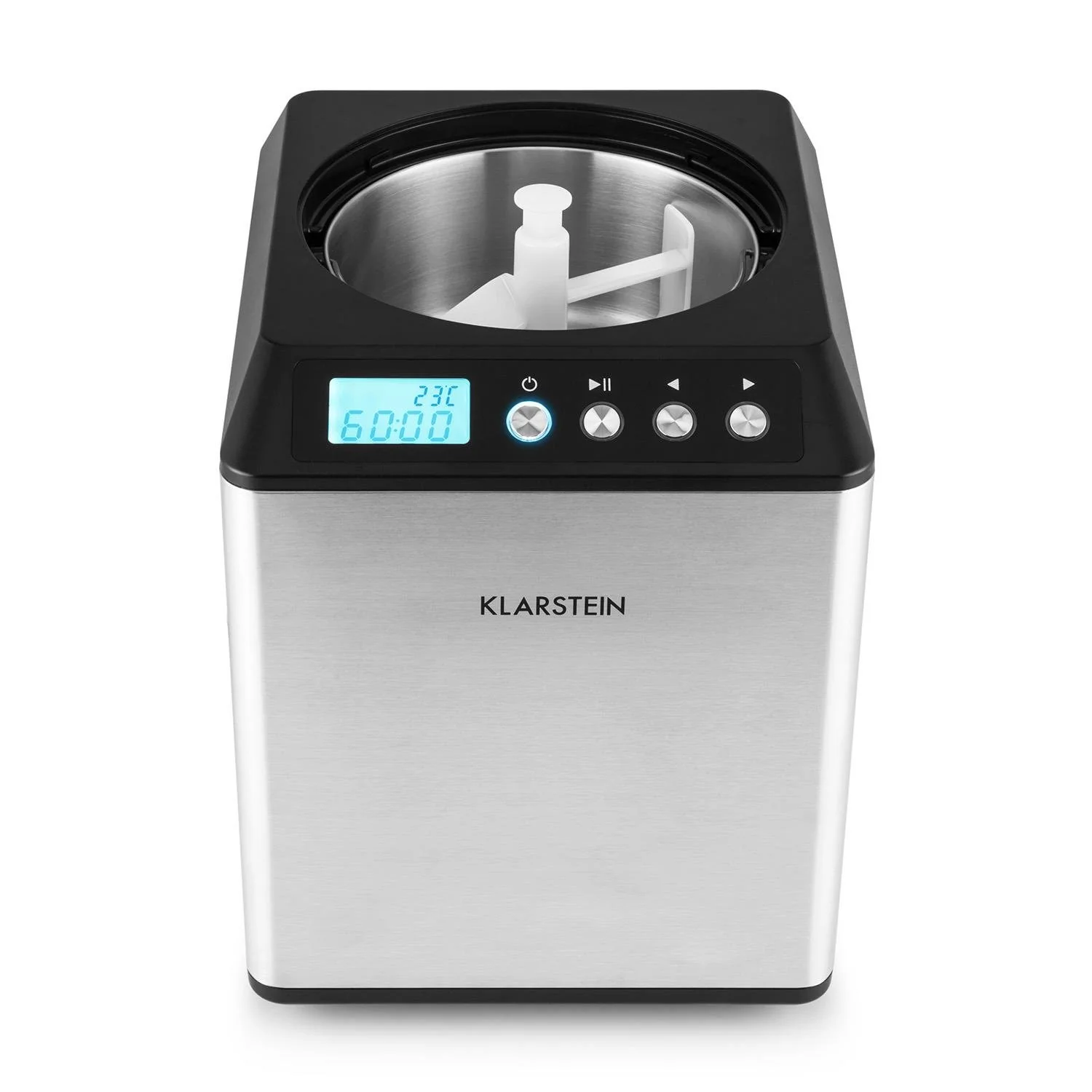 2025 Máquina para Hacer Helado Klarstein Vanilla Sky – 2L, Compresor de 180 W, Acero Inoxidable, Función de Mantener Frío, Temporizador, Pantalla LED – Color Plata