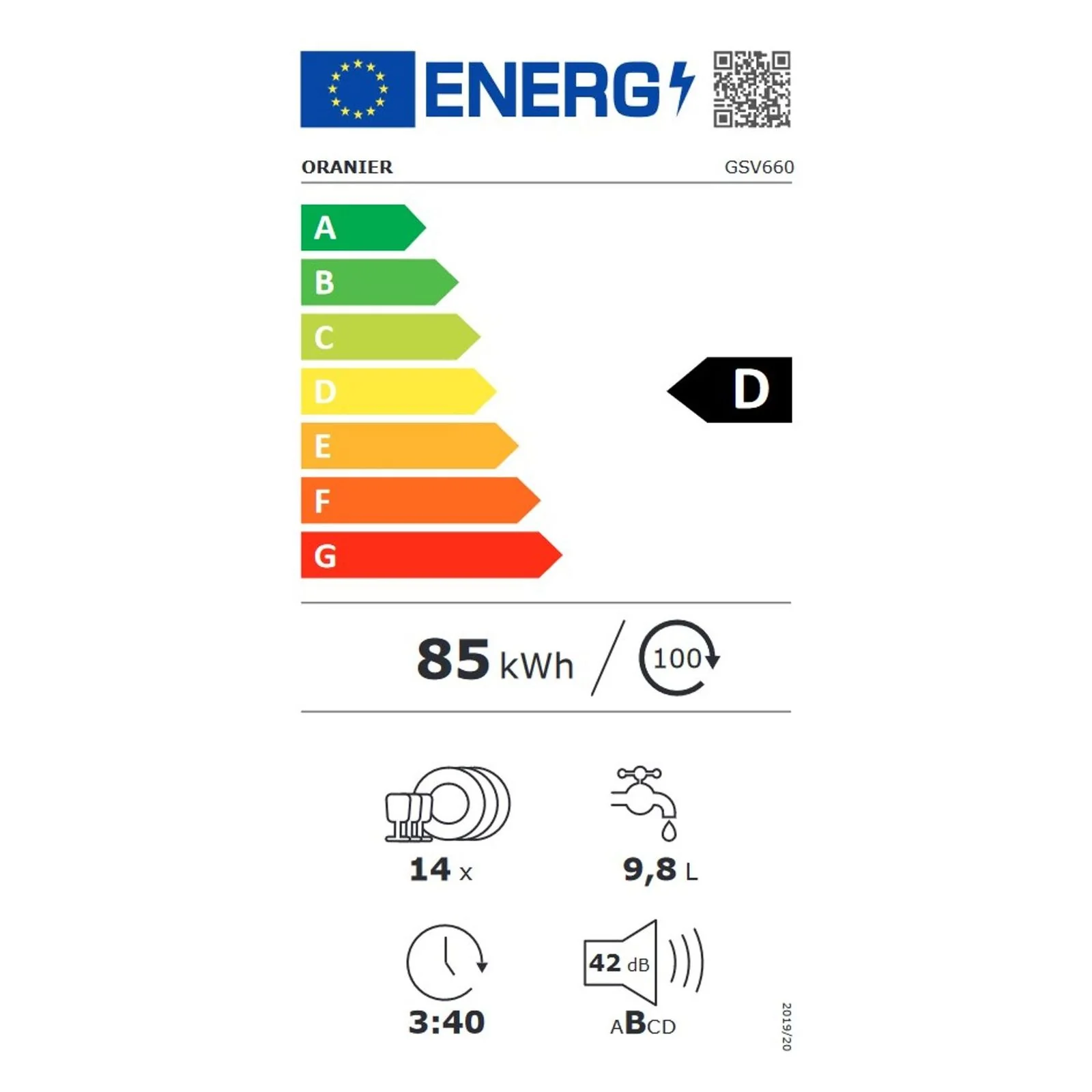 2025 Lavavajillas totalmente integrado Oranier EB-Geschirrspüler 60 cm GSV 660