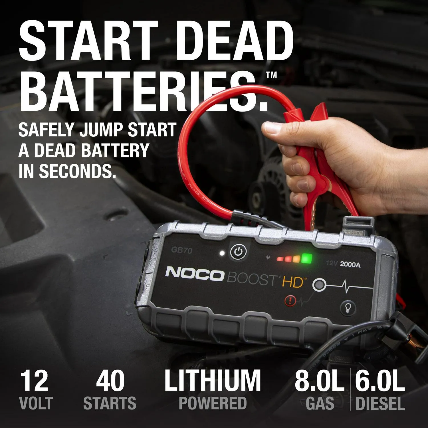 NOCO Boost HD GB70 2000A 12V UltraSafe draagbare lithium startbooster