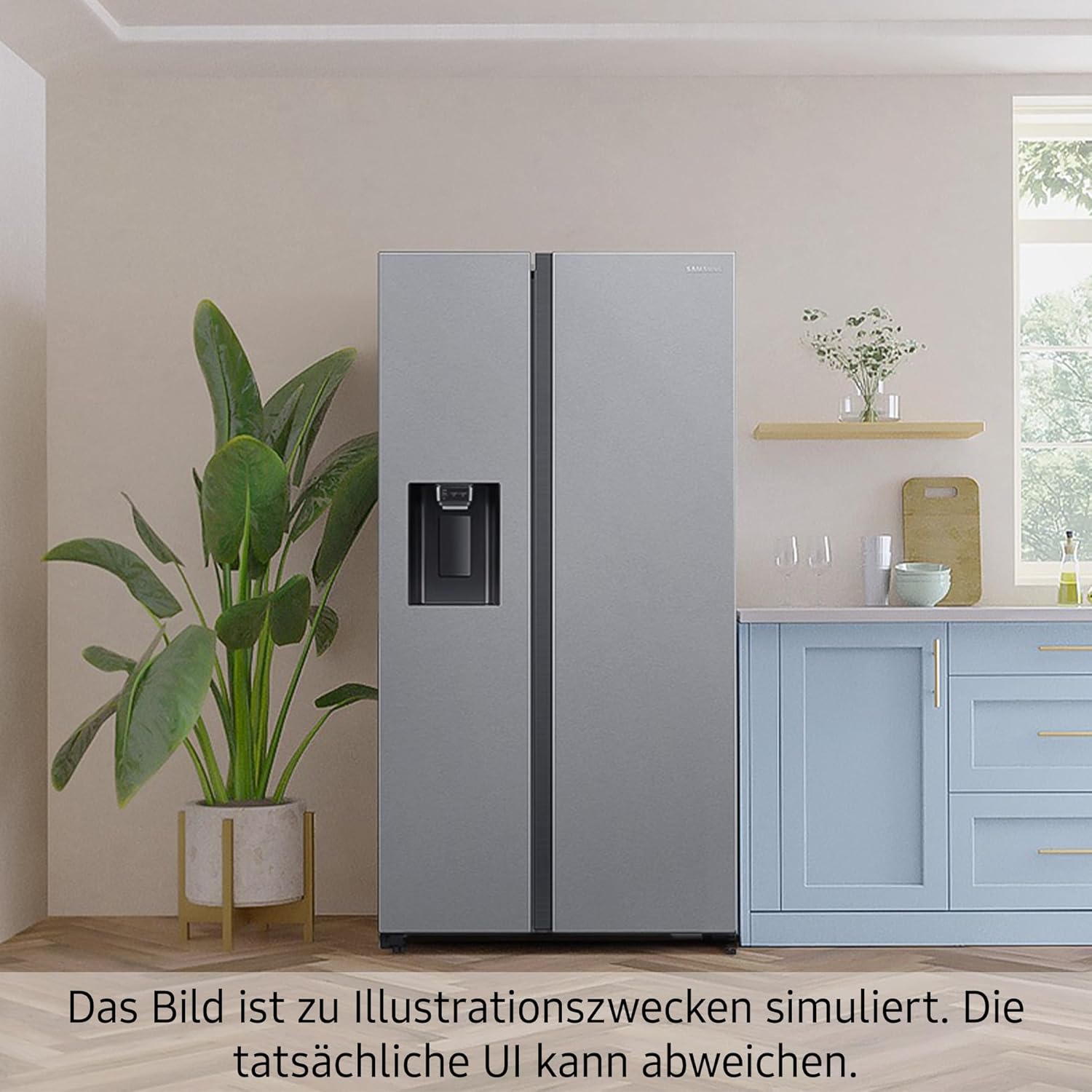 RS90F65EDTEF Side-by-Side Kühl-Gefrierkombination, AI Kühlschrank mit Gefrierfach, 178 cm, 621 l, Eis-/Wasserspender mit Wassertank, AI Home, Voice Control, Edelstahl Look