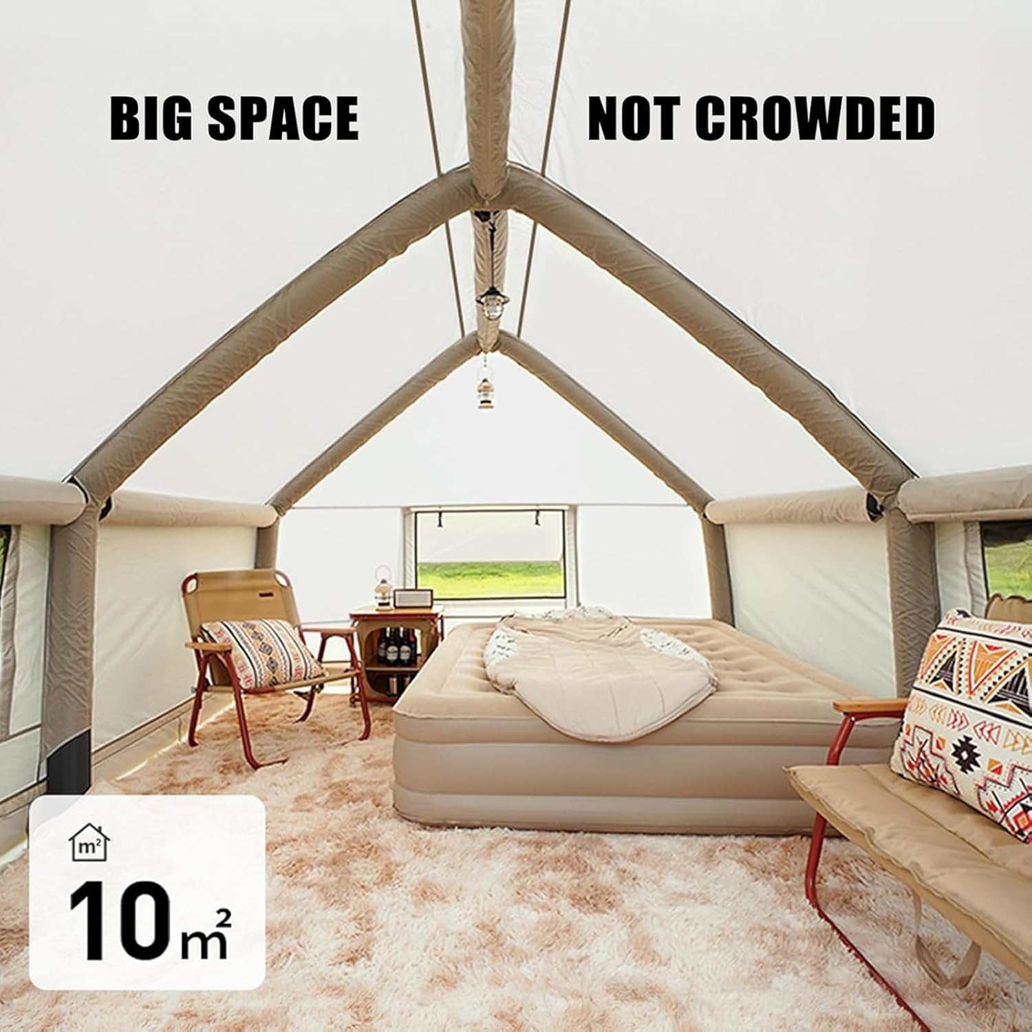 Inflatable Camping Tent with Chimney Opening