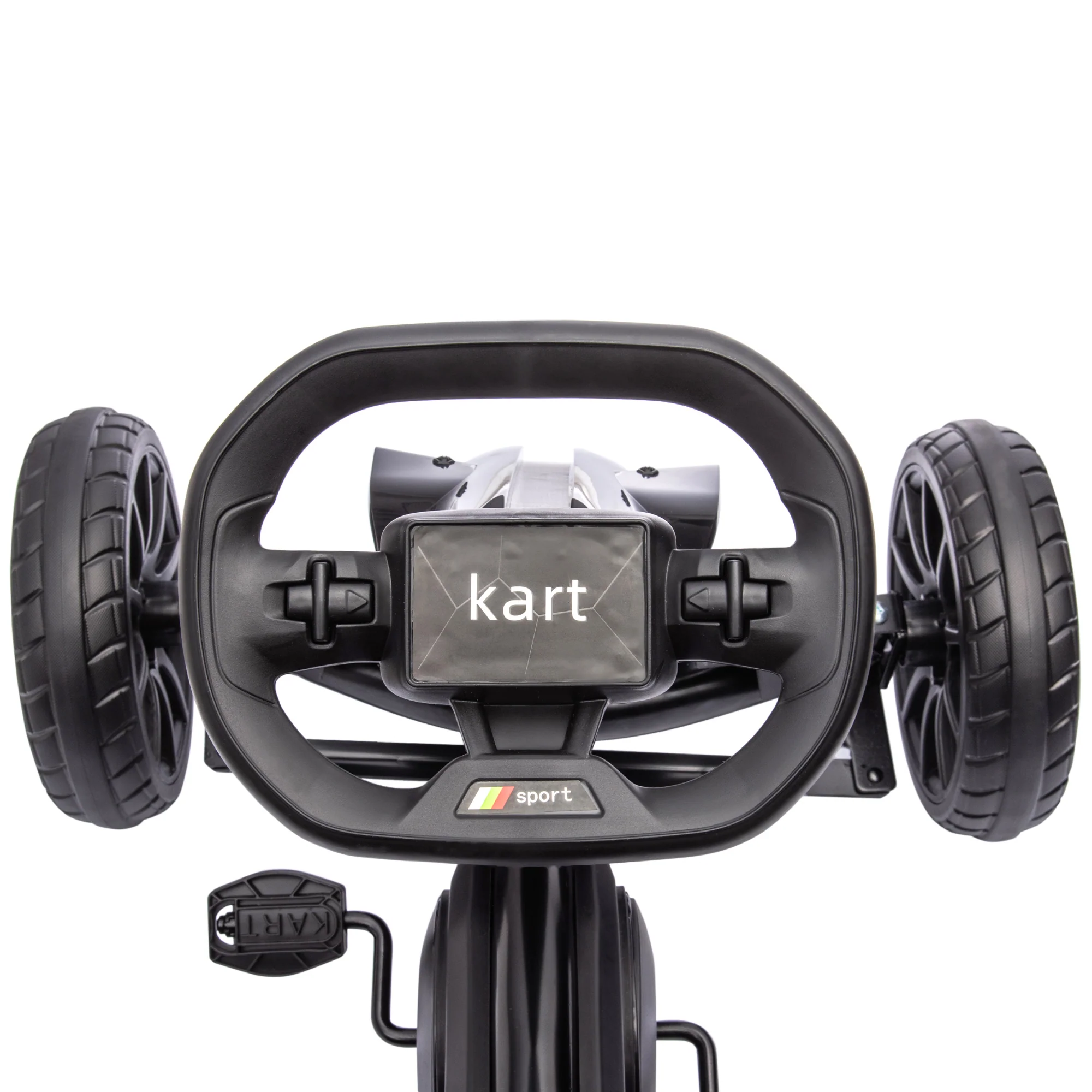 HOMCOM Go-Kart Kinderrijtuig met Verstelbare Zitting, Trapvoertuig, Trapauto met Handrem, 3-8 Jaar, Buiten, Zwart