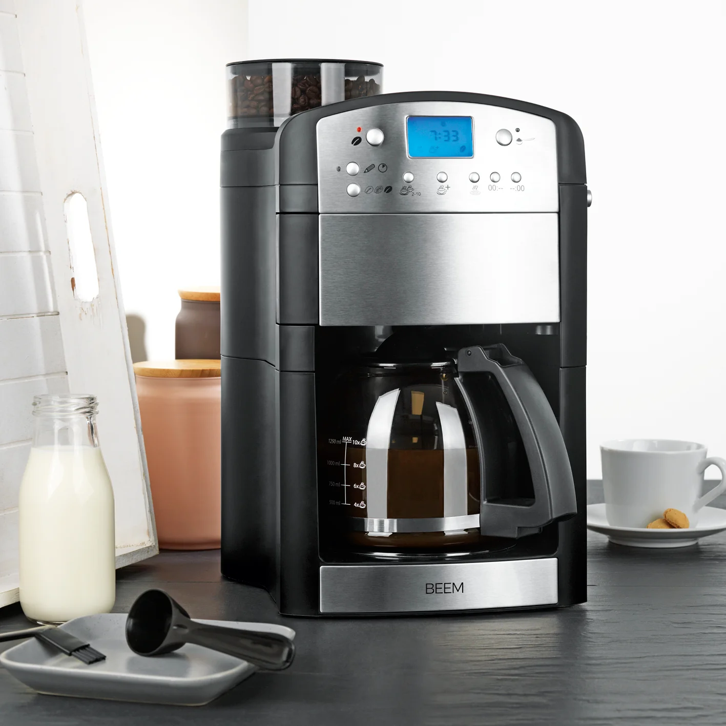 2025 FRESH-AROMA-PERFECT Cafetera de filtro con molinillo – jarra de vidrio
