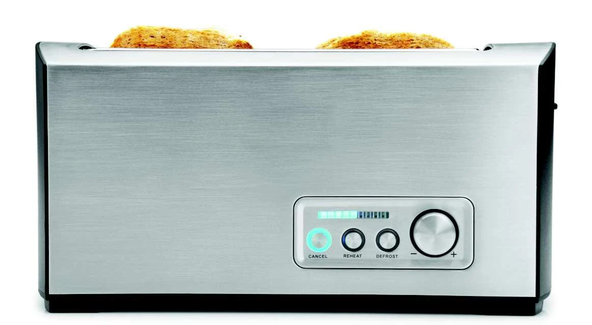 2025 Tostadora de 4 ranuras largas para 4 rebanadas, 1500 W, acero inoxidable cepillado