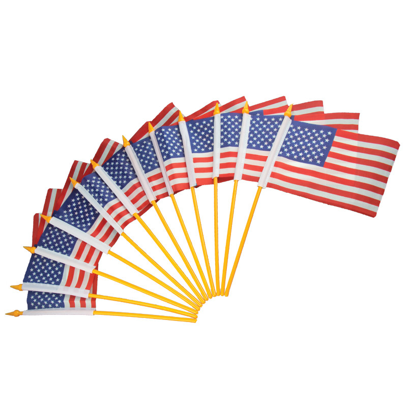 12 PACK Plastic American Flags 4x6 9034