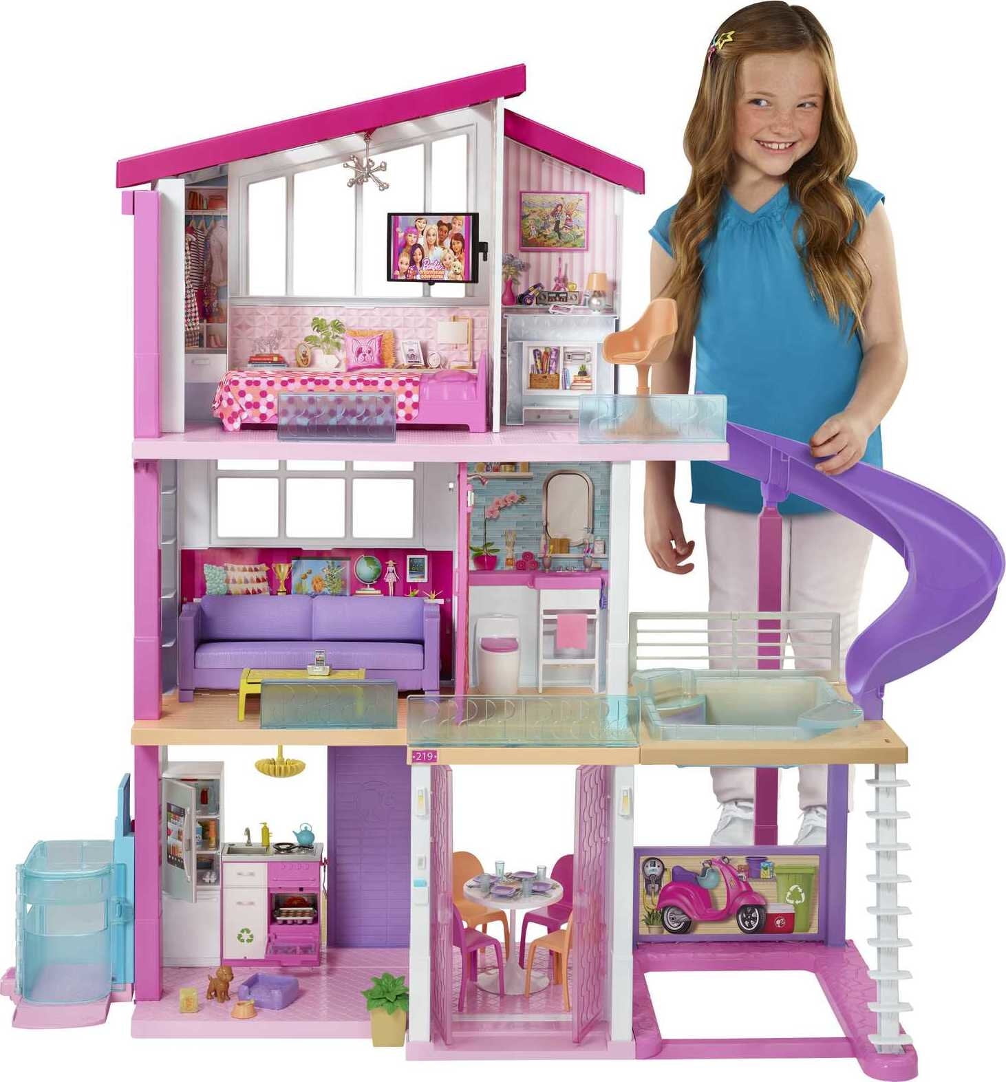 Barbie DreamHouse Dollhouse with Elevator, Pool, Lights & 70+ Accessories �C 3-Story Playset