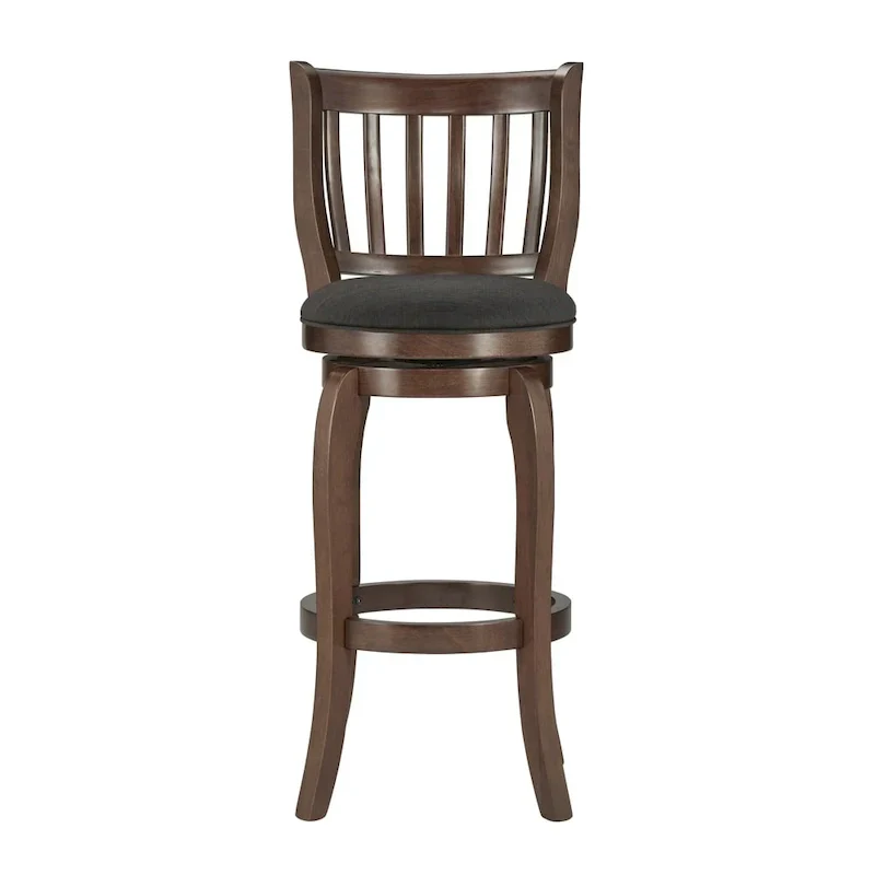 Swivel Bar Stool with Slatted Back and Upholstered Seat