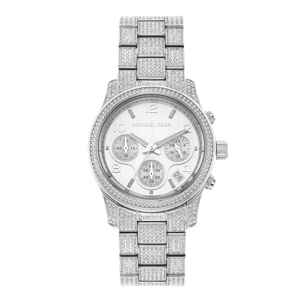 Michael Kors Runway Pavé Chronograph Silver Women's Watch - MK7434