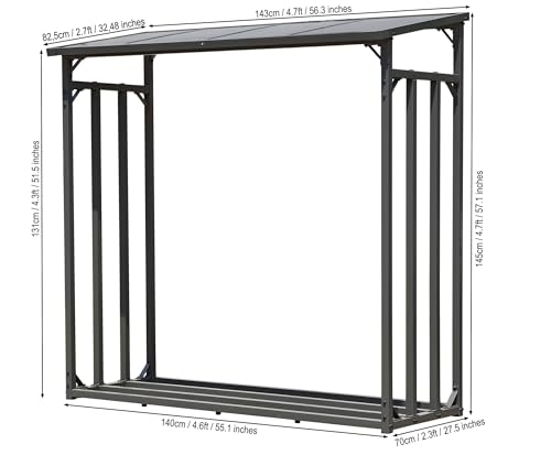 QUICK STAR Scaffalatura in Metallo per Legna da ardere, 143 x 70 x 145 cm, 1,4 m³, Colore: Antracie con protezione dagli agenti atmosferici Nero : Amazon.it: Giardino e giardinaggio