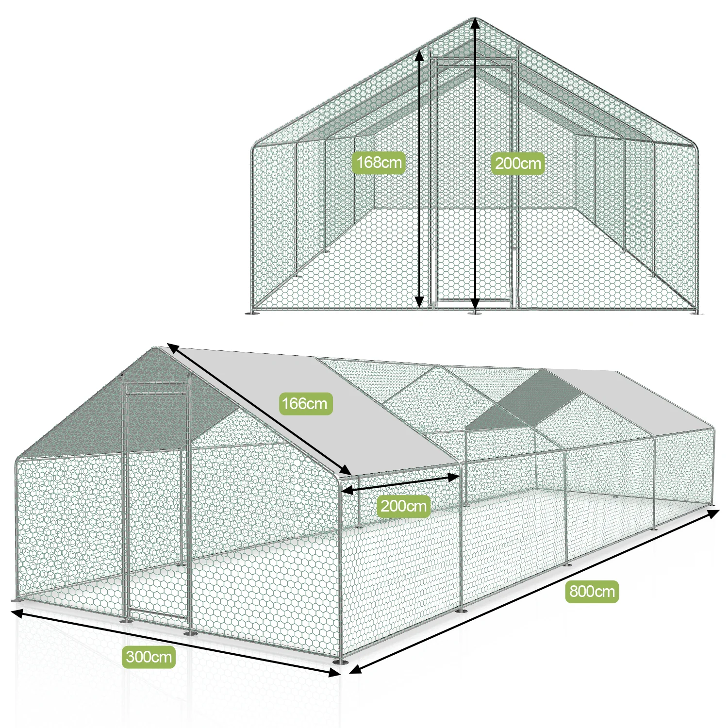 2025 Sonnewelt Kippenhok met PE-zeildoek 3x8x2m