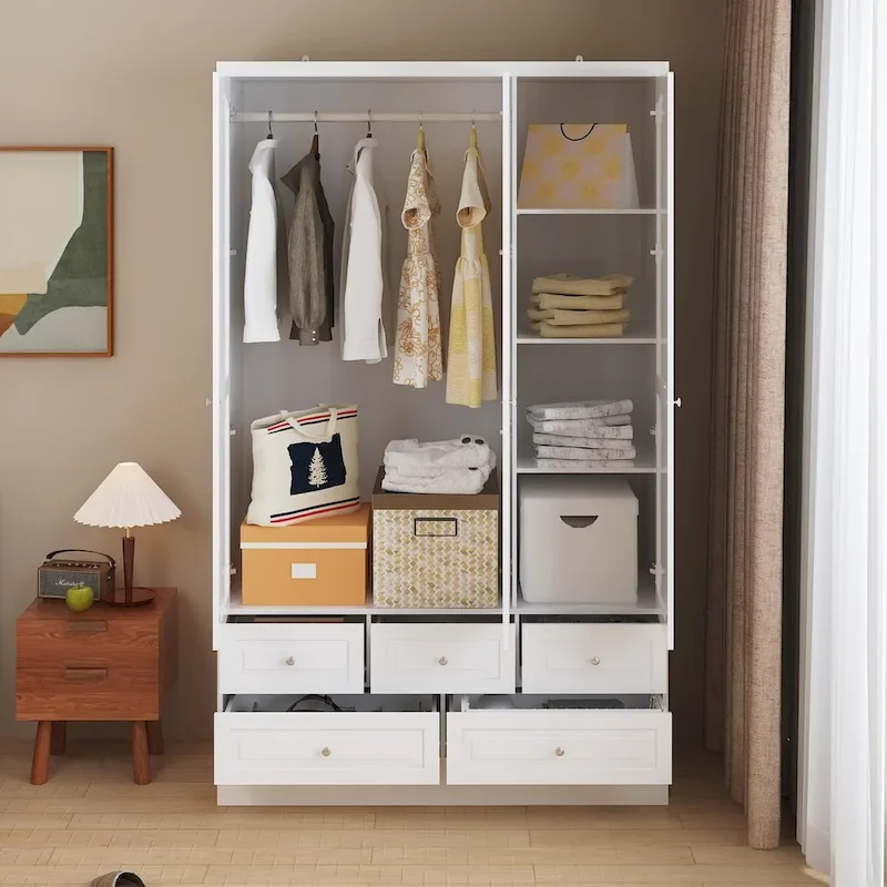 78.7H Combo Twin Wardrobe Set Elegance Meets Utility Armoires Closet
