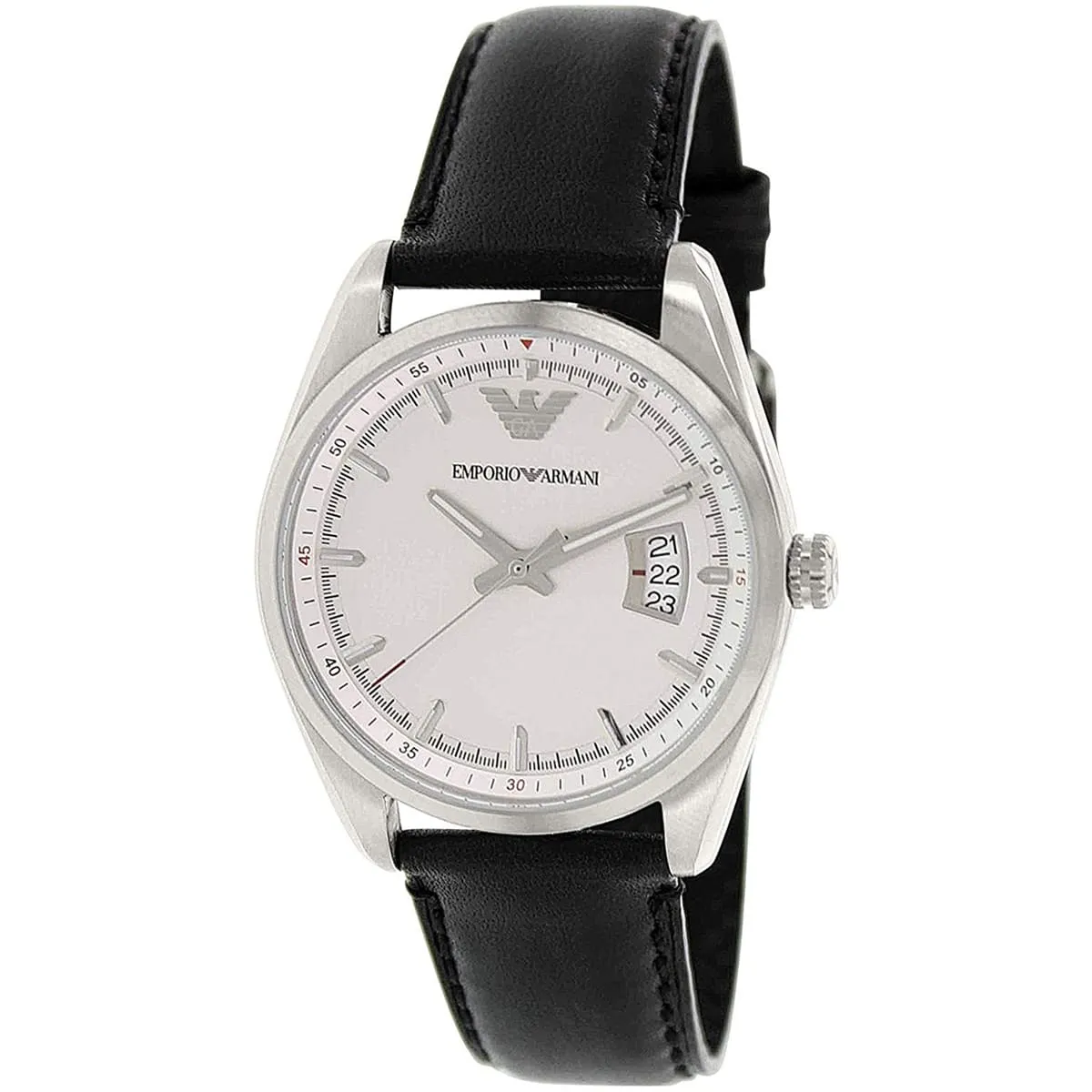 Emporio Armani Sportivo Date Window Black Genuine Leather Men's Watch - AR6015