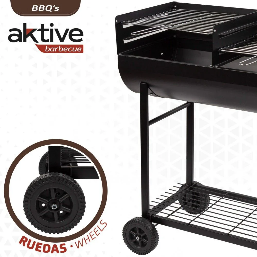 Barbacoa De Carbón Con Doble Parrilla Aktive
