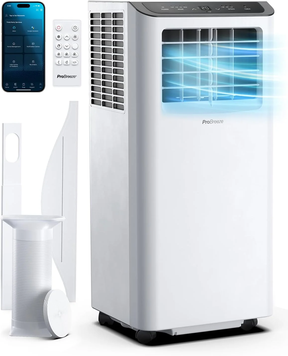 2026 Pro Breeze 12000 BTU Mobile Klimaanlage (Räume bis 50㎡) – Klimaanlage mobil mit App-Steuerung, Timer & LED-Display – inkl. Fensterabdichtung & Abluftschlauch – Mobiles Klimagerät für Zuhause & Büro
