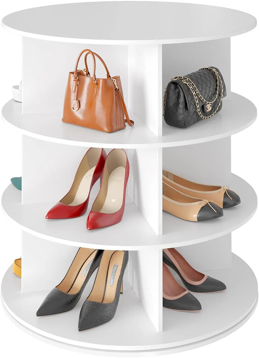 SpaceAid 7 Tier Rotating Shoe Rack Tower, Spinning Shoe Display Lazy Susan