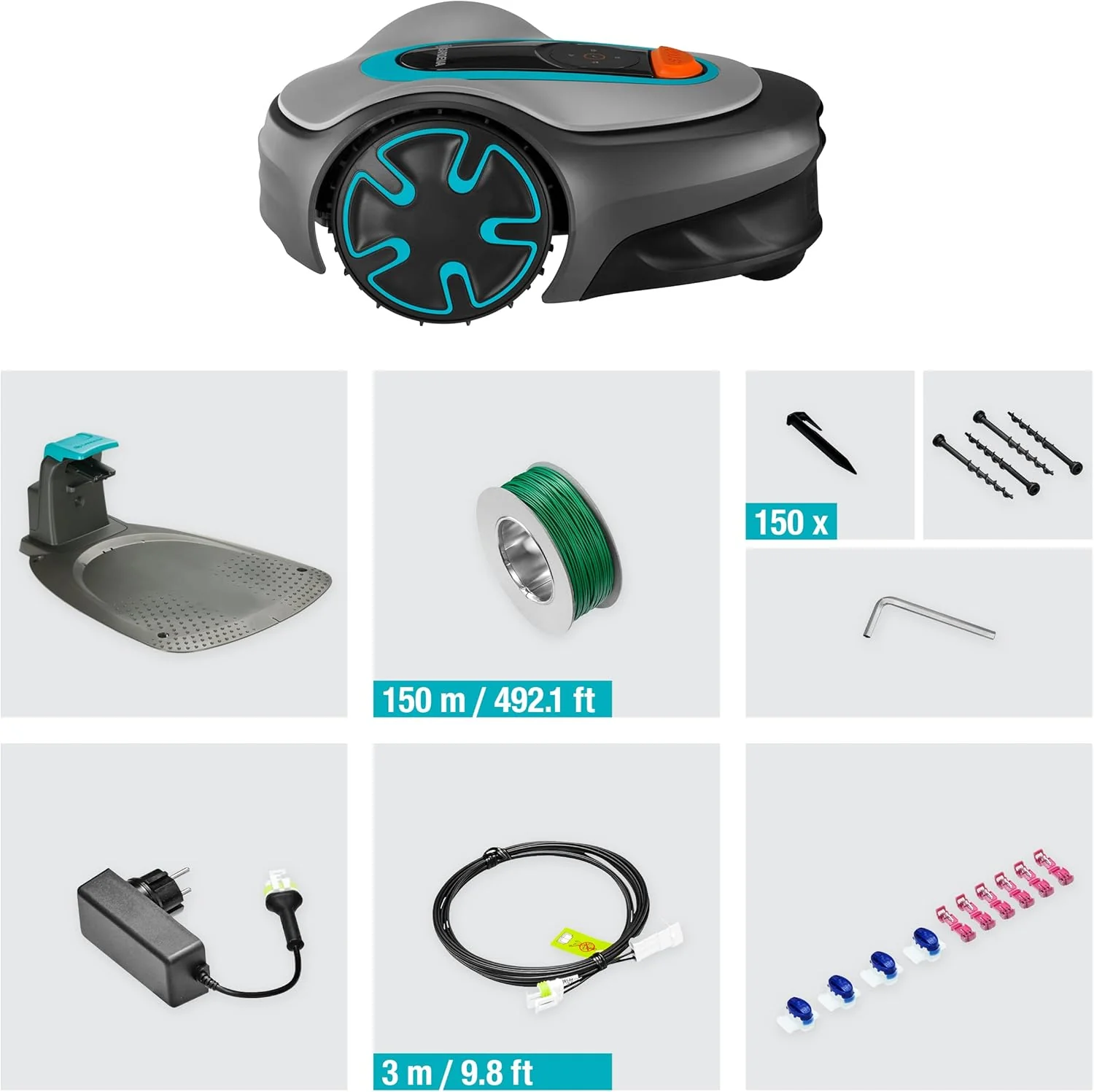 Gardena Robotmaaier SILENO minimo 500 m: intelligente grasmaaier met optimale connectiviteit, programmeerbaar met Gardena Bluetooth-app, DE-versie (15202-20)