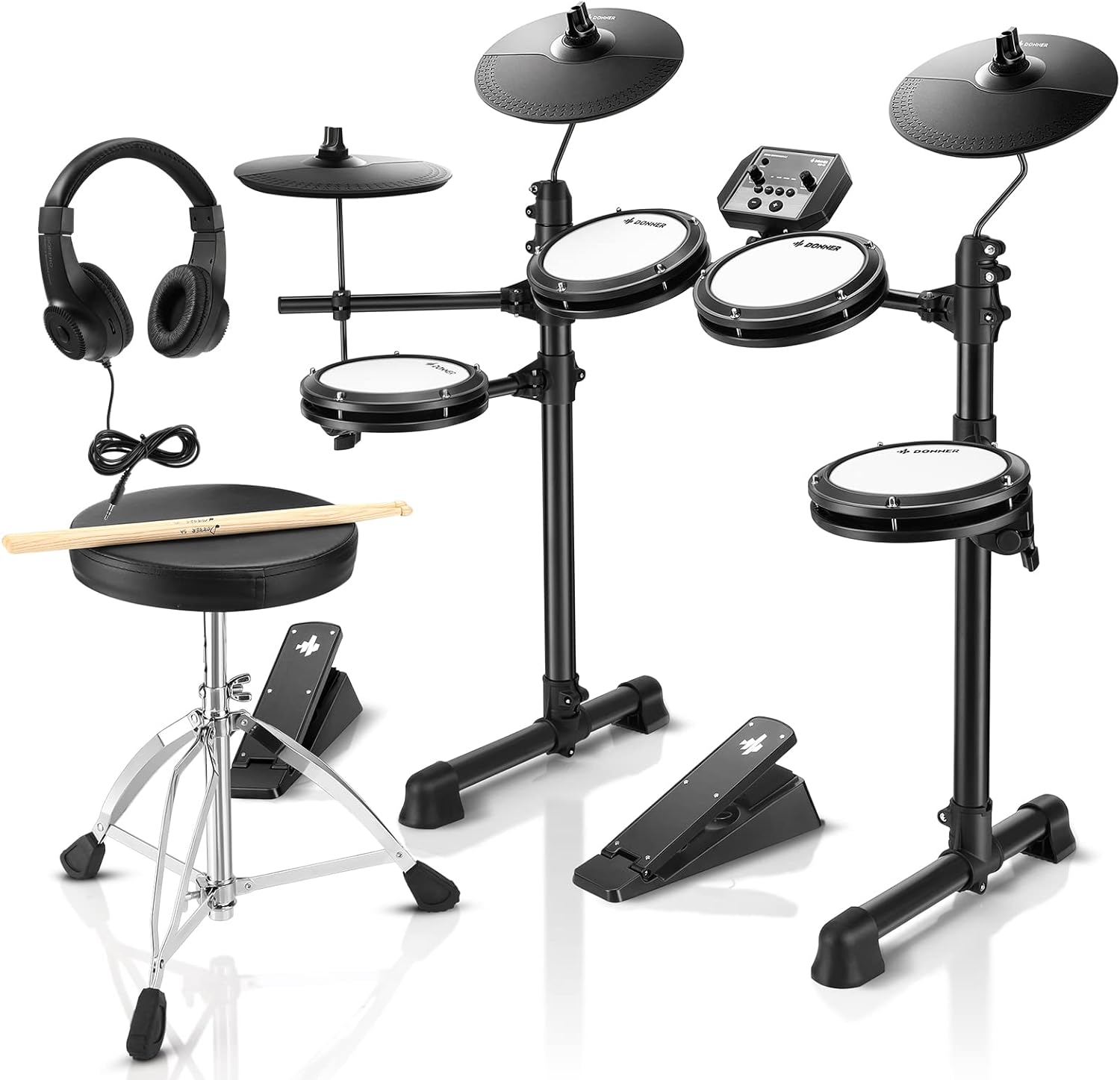 Donner DED-80 Electronic Drum Set, Electric Drum Set for Beginner with 4 Quiet Mesh Drum Pads, 2 Switch Pedal, 180+ Sounds, Throne, On-Ear Headphones, Sticks, and Melodics Lessons Included. sgtnighsdesigns