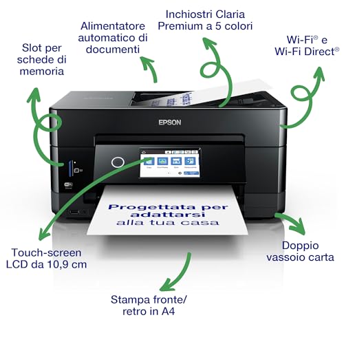 Epson Expression Premium XP 7100 Multifunzione Versatile 3 in 1 con alimentatore automatico di documenti (ADF), Stampa foto lucide e documenti, Inchiostri Claria Premium 5 colori, Display touch 10,9cm : Amazon.it: Informatica
