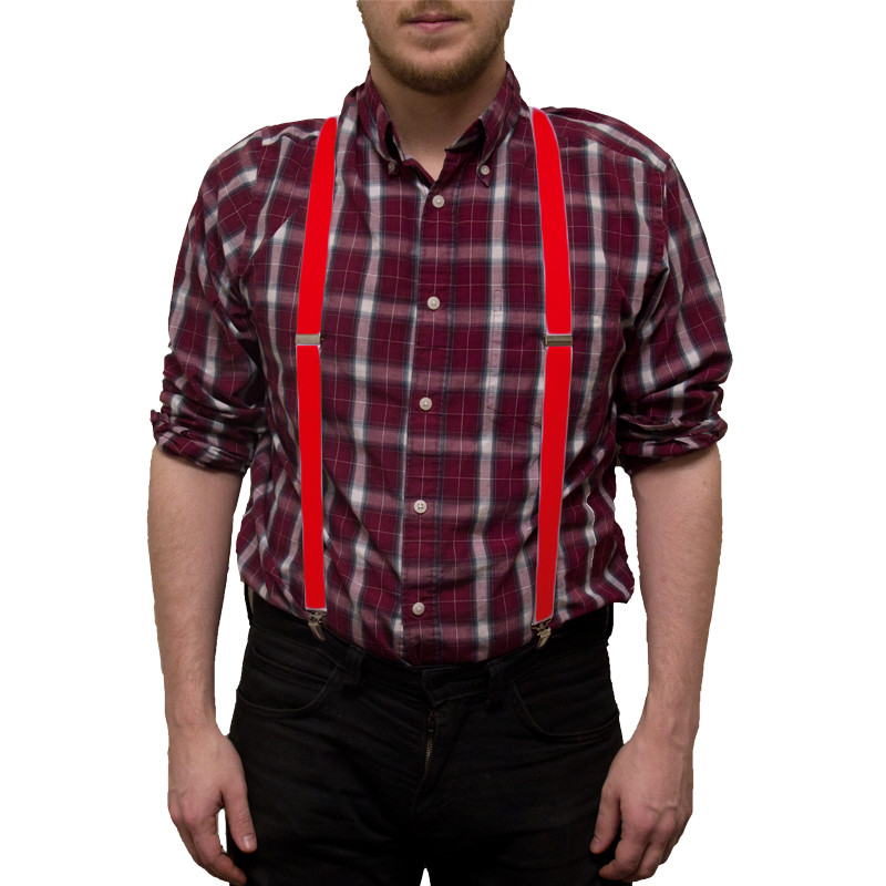 Red Suspenders Bulk Wholesale Clip On Elastic 1294D