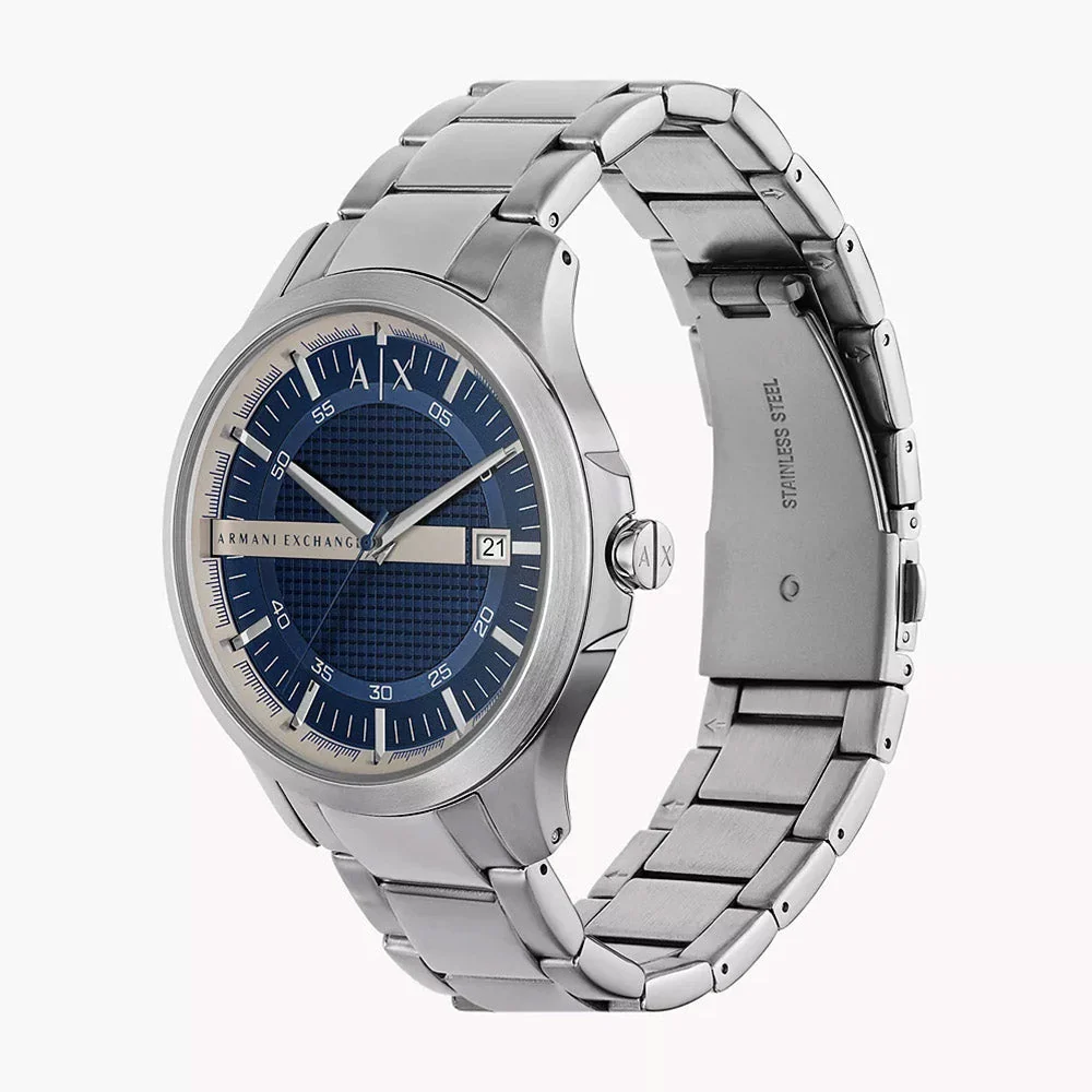 Armani Exchange Hampton Blue Dial Date Silver Watch - AX2451