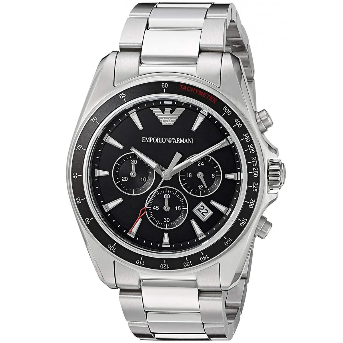Emporio Armani Sigma Chronograph Black Dial Silver Men's Watch - AR6098