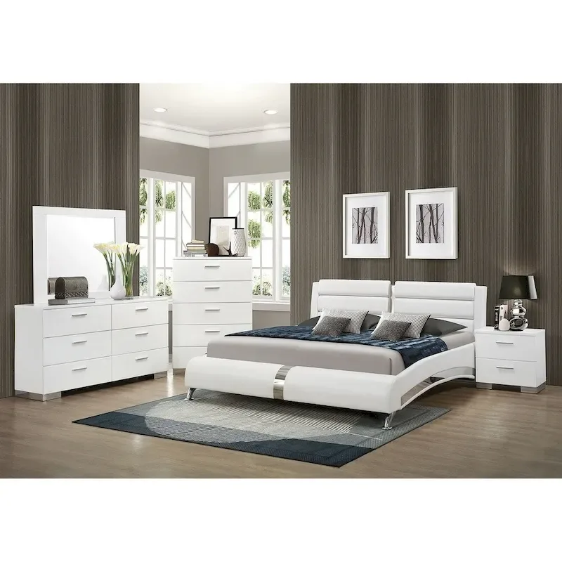 Escalon Modern Glossy White 4-Piece Bedroom Collection