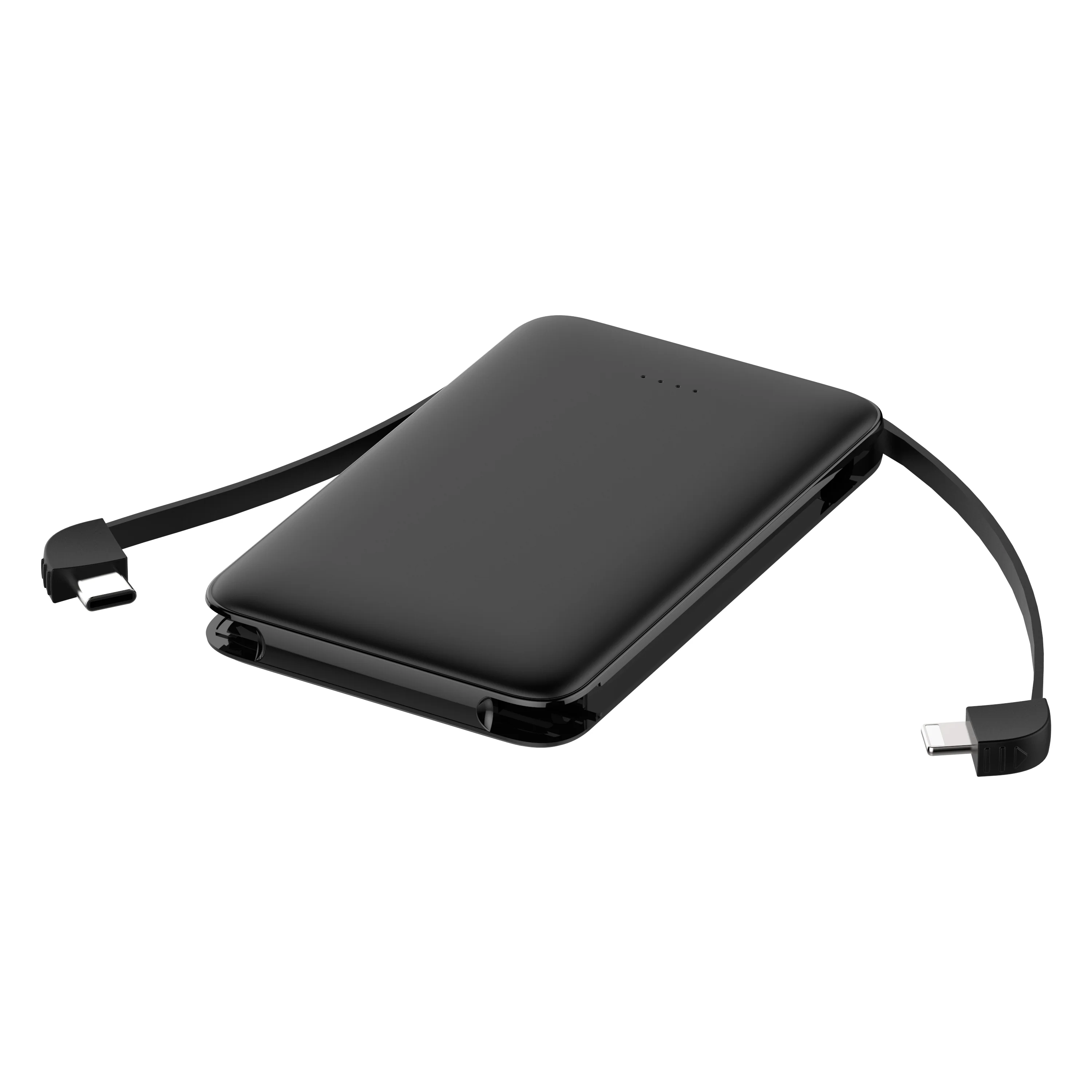 Powerbank mit integriertem USB-C & Lightning Kabel  5000 mAh �C Zusatzakku mit USB-A/USB-C Anschluss