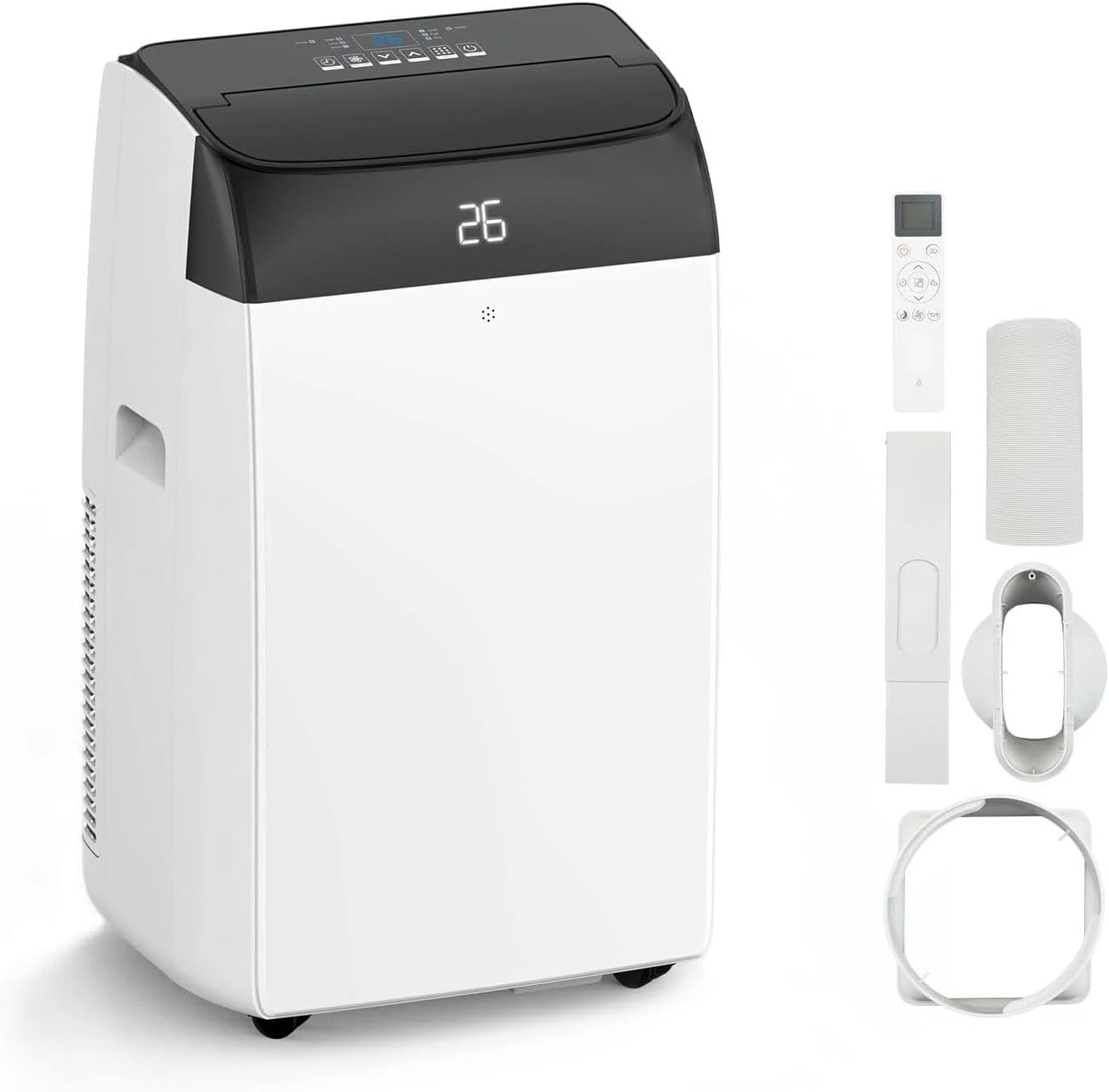 GarveeLife Mobile Klimaanlage 12000 BTU 5 in 1 – Kühlung, Luftentfeuchter 45 l/Tag, Ventilator 3 Geschwindigkeiten, Nachtmodus – Ultra leise, digitales Display, 24-Stunden-Timer, Fernbedienung