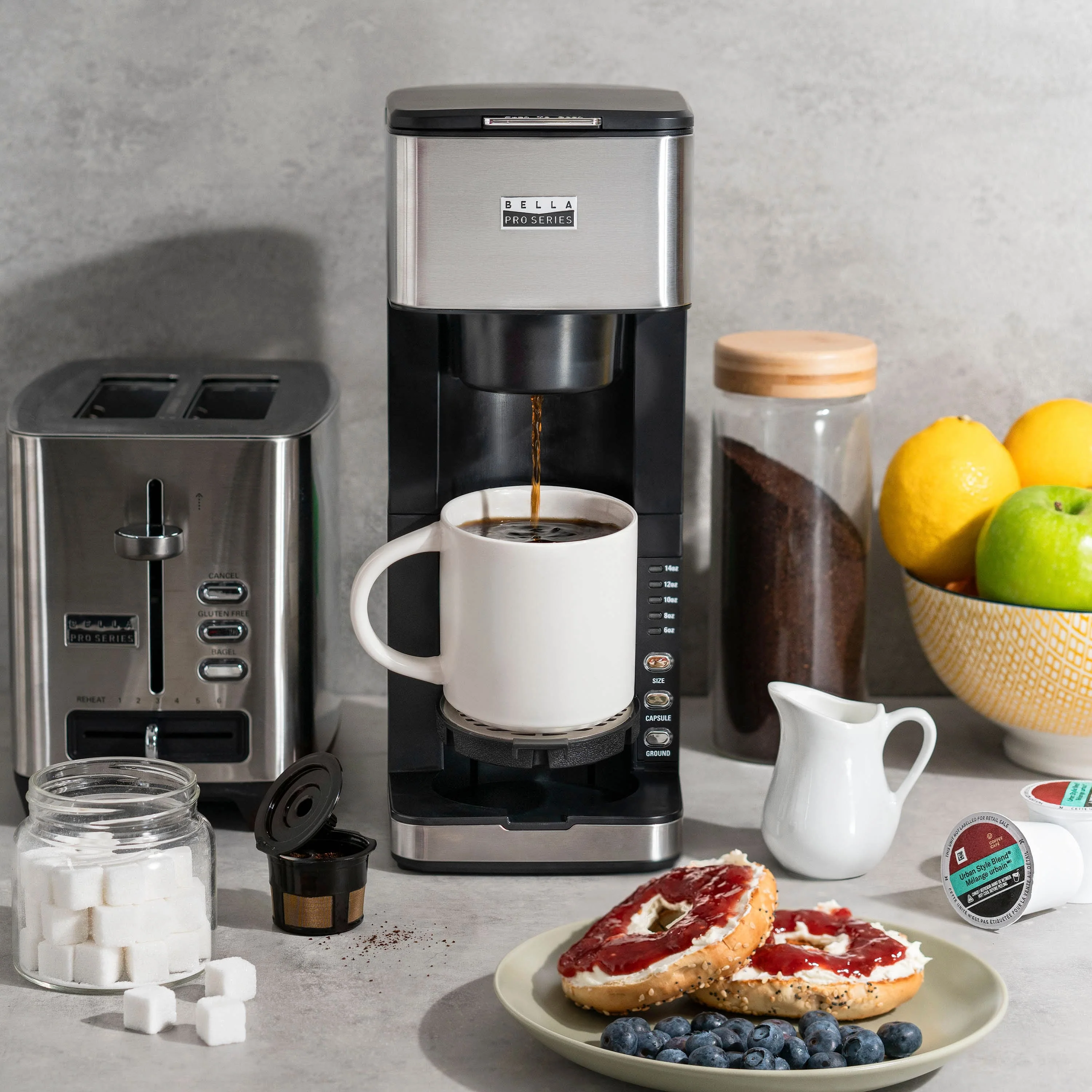 bella PRO - Dual Brew Single Serve Coffee Maker - Stainless Steel
