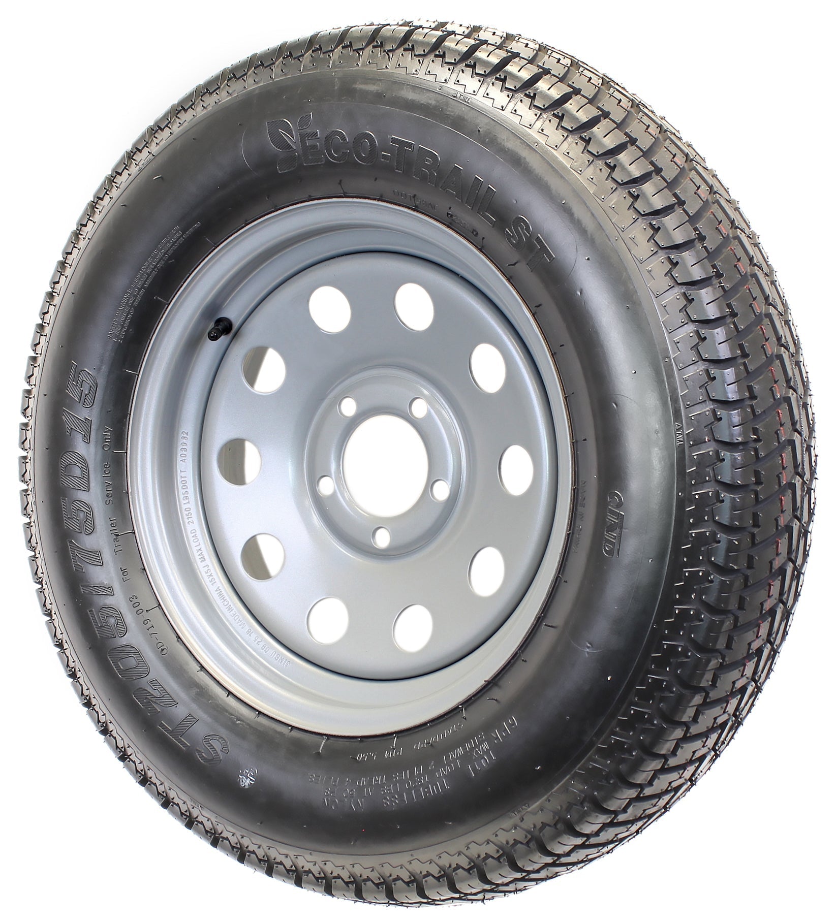 Neumático para Remolque Montado en Rin ST205/75D15 F78-15 205/75-15 LRC Rueda de 5 Pernos Modular Plateada
