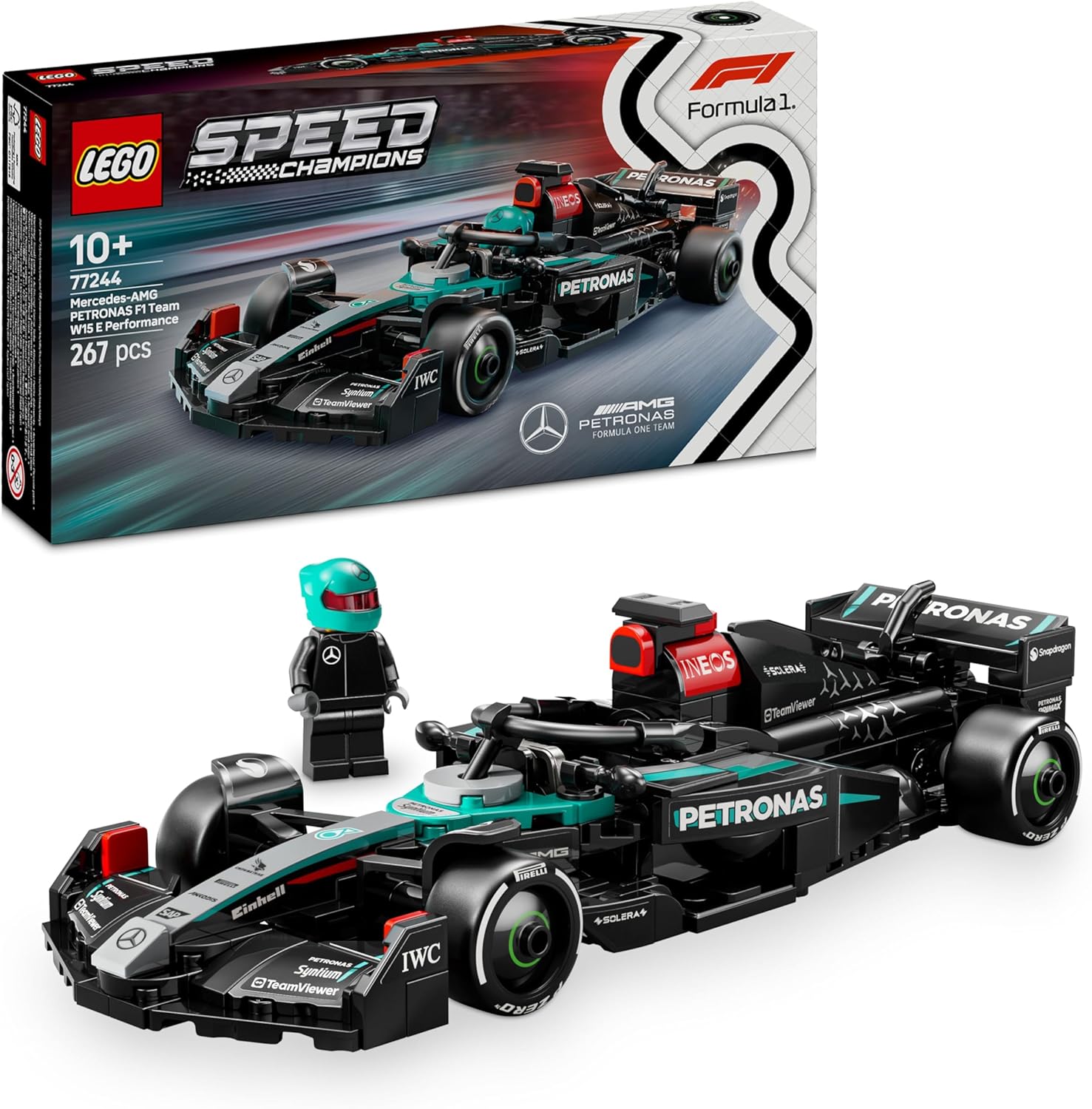 LEGO Speed ​​Champions McLaren F1 Team MCL38 Racerbilsfordonset, Byggsats med exklusiv bilmodell för barn, Körset med 1 minifigur, Lekset och Formel 1-samlarpresent för pojkar och barn