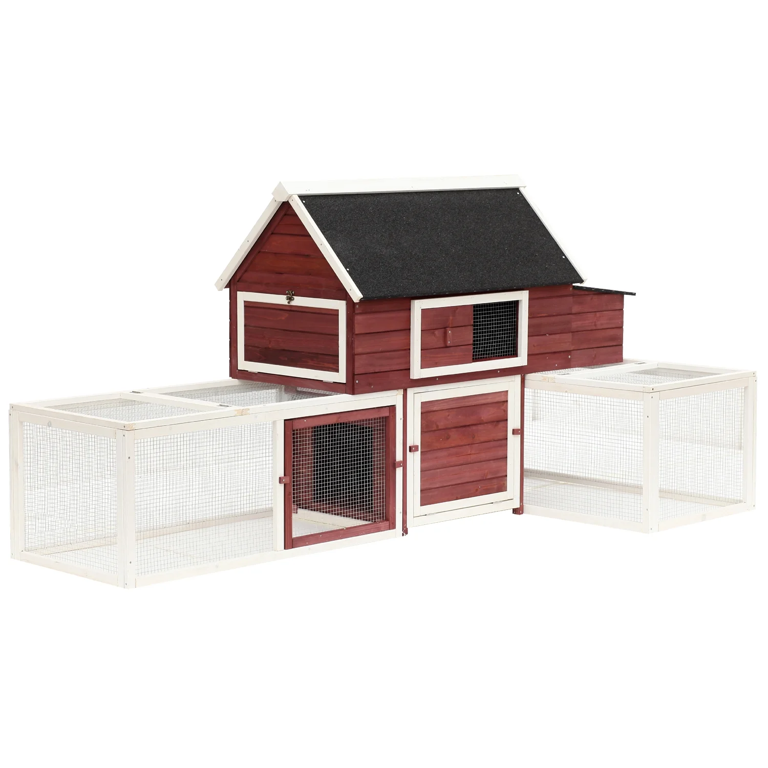 Pawhut Wooden Customizable Backyard Chicken Coop With Nesting Box and Runs, 114