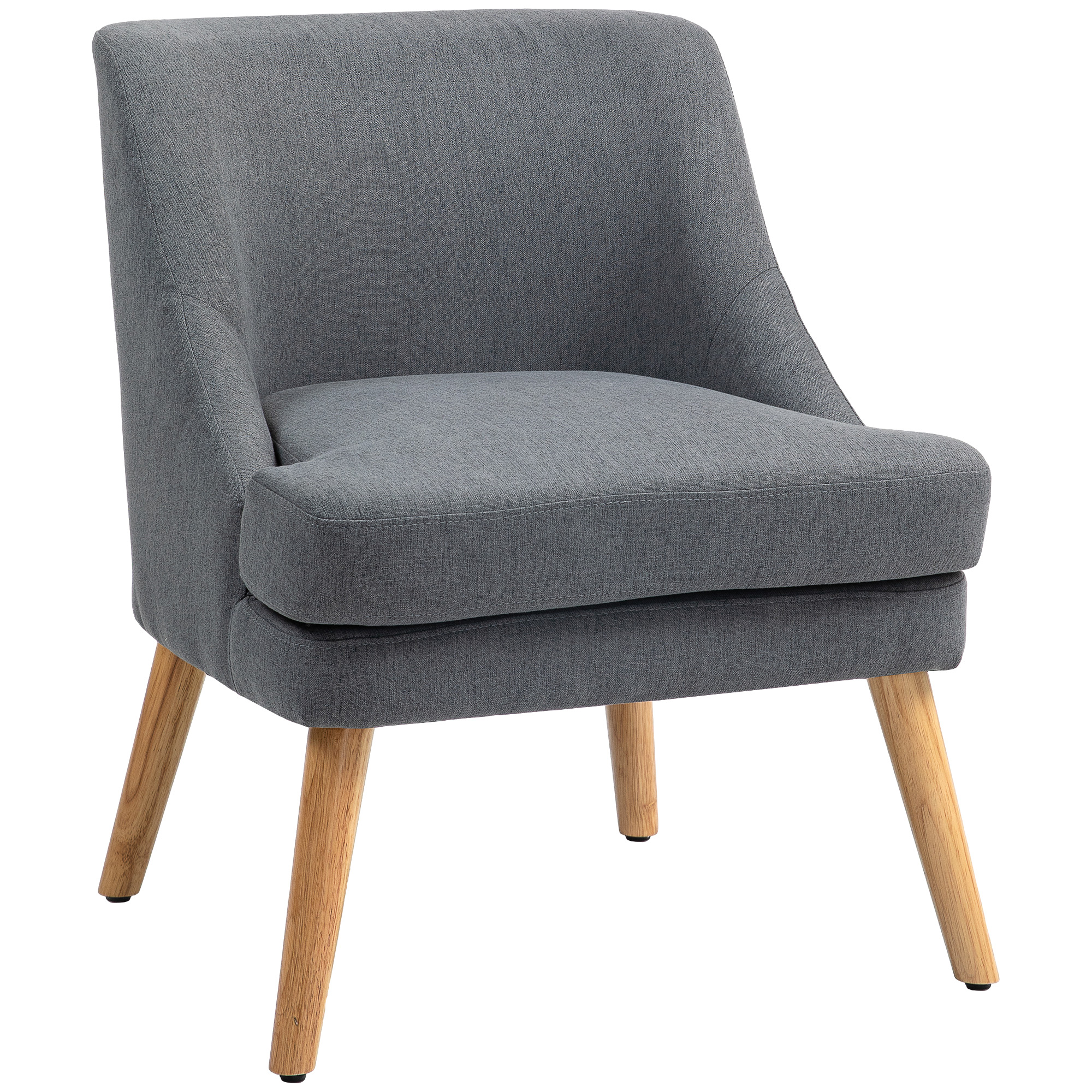 Accentstoel in Scandinavische stijl, fluweel, 25D-schuim, Hevea-houten poten, Beige, 63x69x79,5 cm