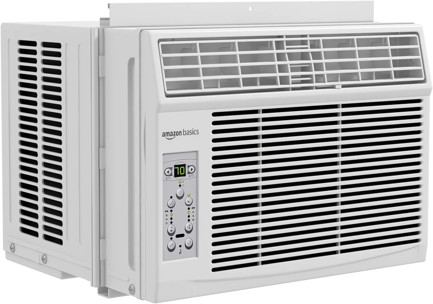 Amazon Basics 5000-BTU Window Air Conditioner with Quiet Operation, Up to 150 Sqf, Cool and Fan Functions, Washable Filter, Adjustable Window Kit, Intuitive Mechanical Controls, for Small Room, White