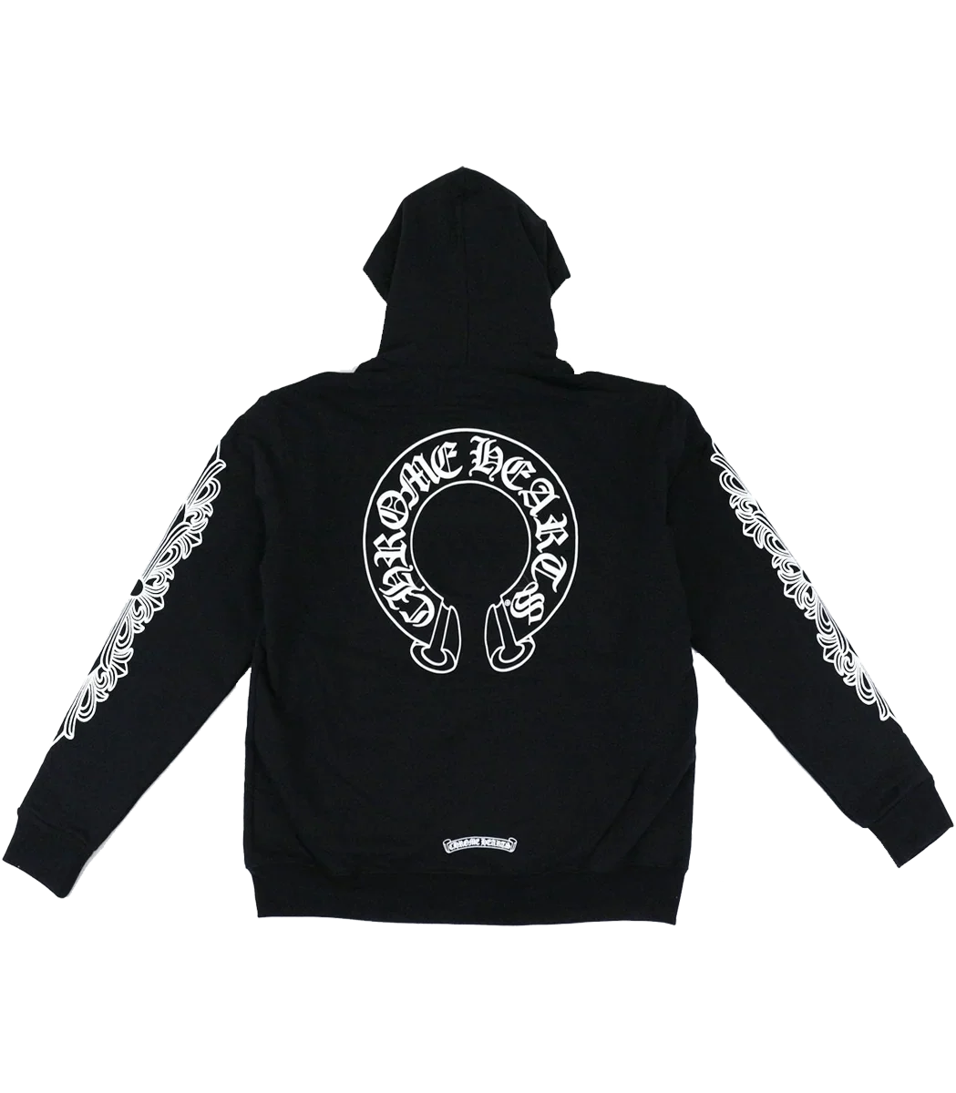 Chrome Hearts CH Horseshoe Floral Cross Zip-Up Hoodie
