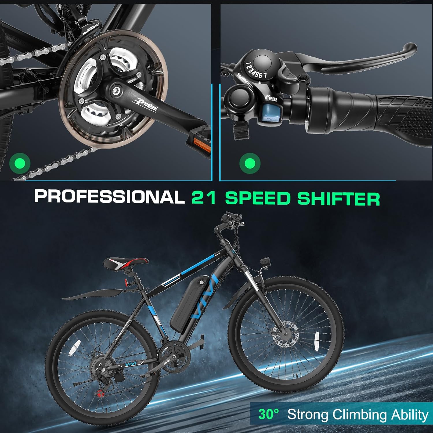 Vivi Electric Bike for Adults, Peak 780W Ebike 26 Electric Mountain Bike, 22MPH Adult Electric Bicycles Commuter Ebike with 48V Battery, Up to 50 Miles, Cruise Control, 21 Speed, UL 2849 Certified