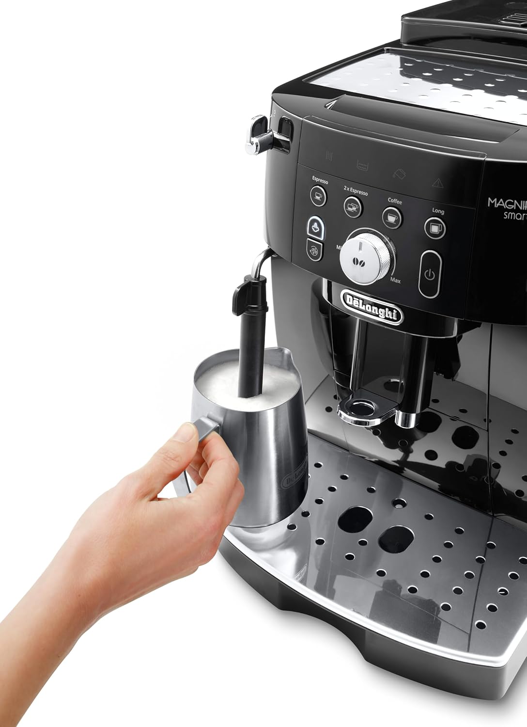 De'Longhi Magnifica S Smart ECAM 230.13.B Kaffeevollautomat mit Milchaufschäumdüse für Cappuccino, Espresso-, Kaffee- und Long Coffee Direktwahltasten und Drehregler, 2-Tassen-Funktion, Schwarz