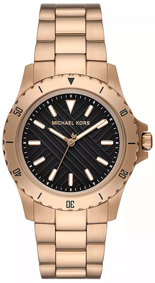 Michael Kors Everest Three-Hand Black Dial Rose-Gold Watch - MK9140