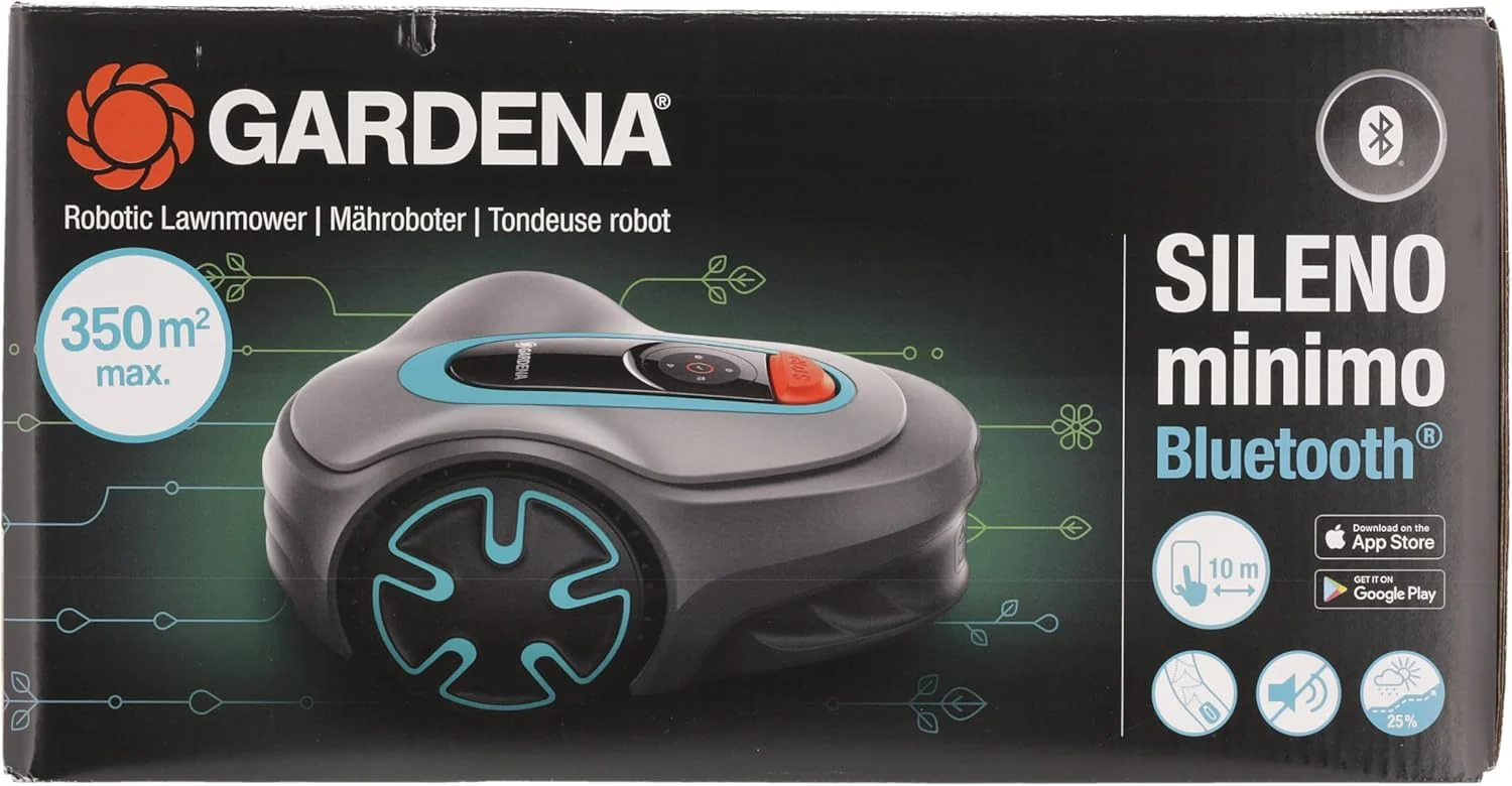 2025 Robot cortacésped Gardena SILENO minimo 350 m²: cortacésped inteligente con conectividad óptima, programable vía la aplicación Gardena Bluetooth (15208-47)