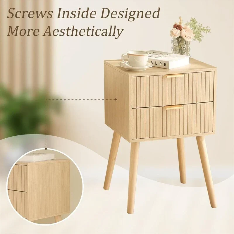 Modern Mid-Century Nightstand with Dual Drawers