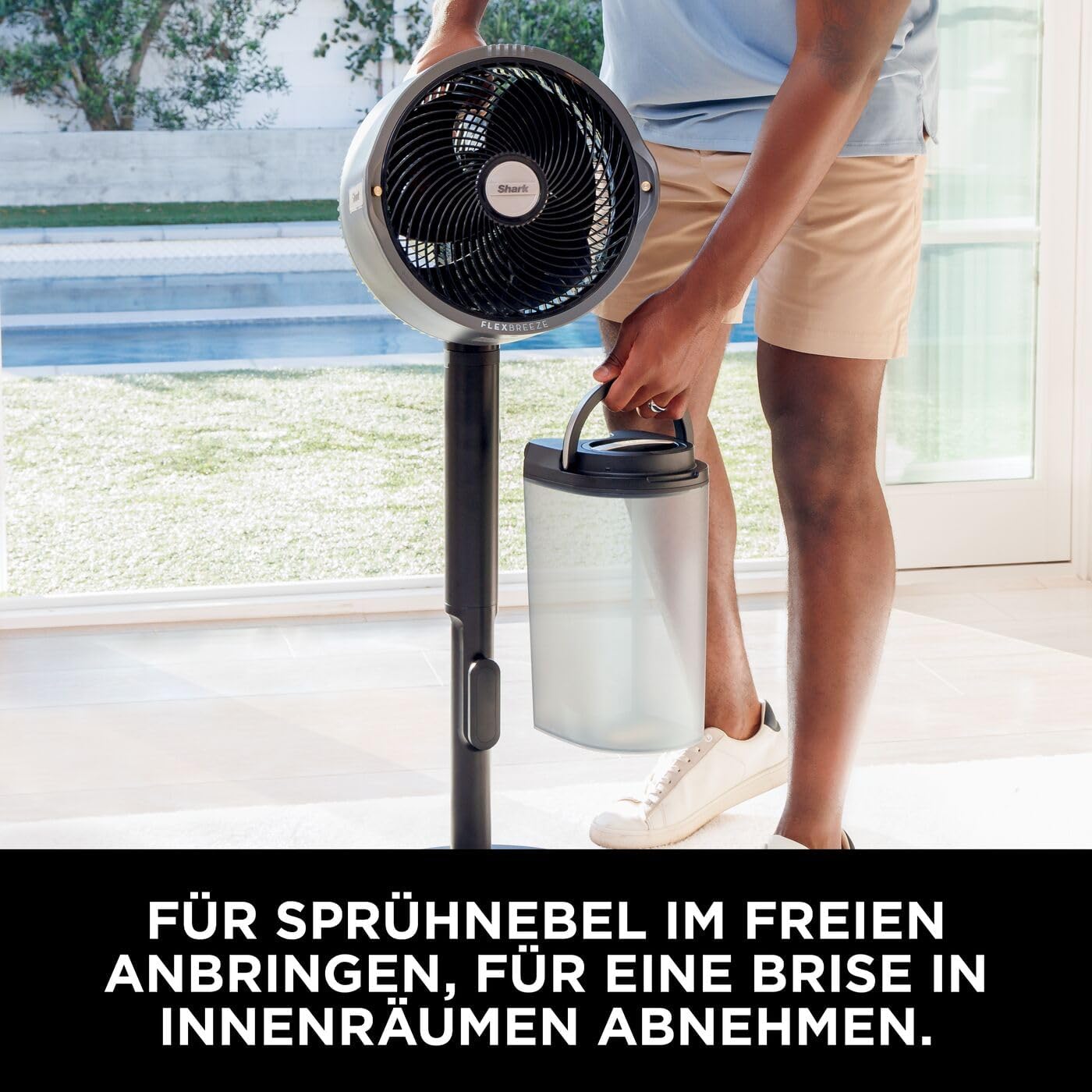 Shark FlexBreeze Ventilator Leise, Hybrid Ventilator Kabelgebunden & Kabellos, Tragbar, für Innen- und Außenbereich, UV- & Wasserbeständig, Ultraleistungsstark, Ultraleise, Weiß FA220EU